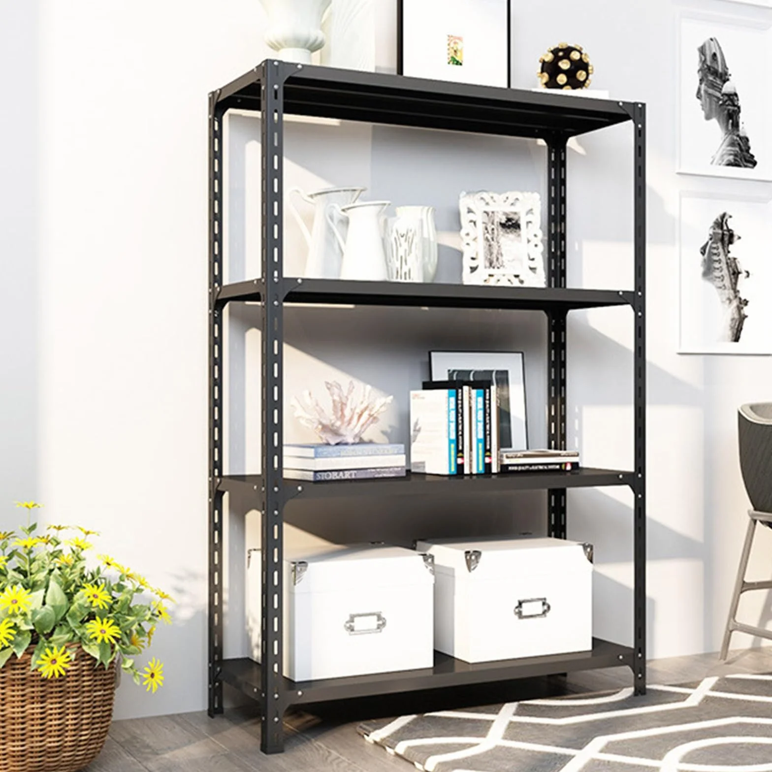 Gan Heavy Duty Home Master RackRegulowana półka do przechowywania do garażu pomieszczenia gospodarczego czarna idealna do organizowania narzędzi, sprzętu i artykułów gospodarstwa domowego