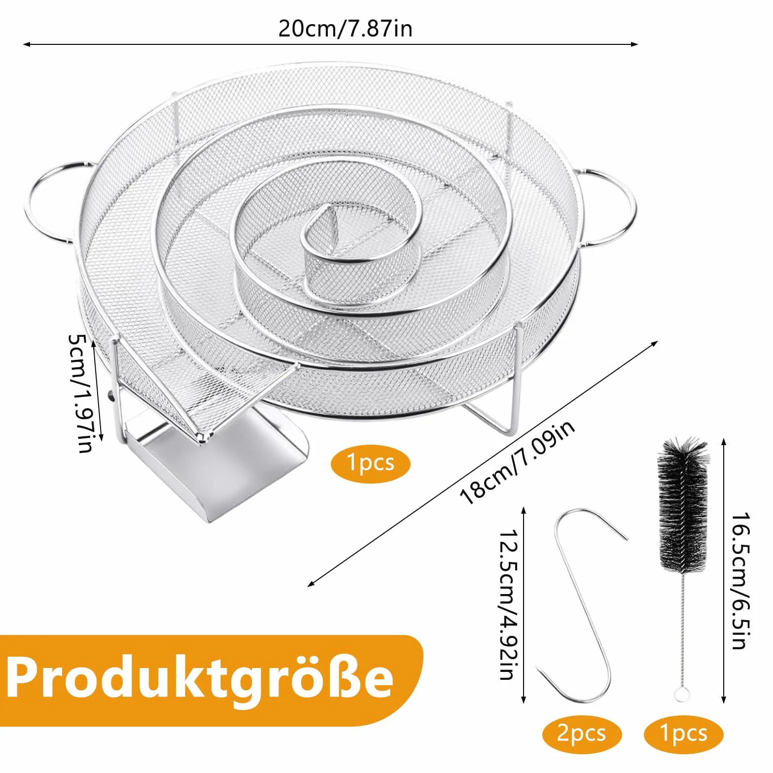 Generator dymu na zimno ze stali nierdzewnej do wędzarni BBQ z 2 haczykami i szczotką
