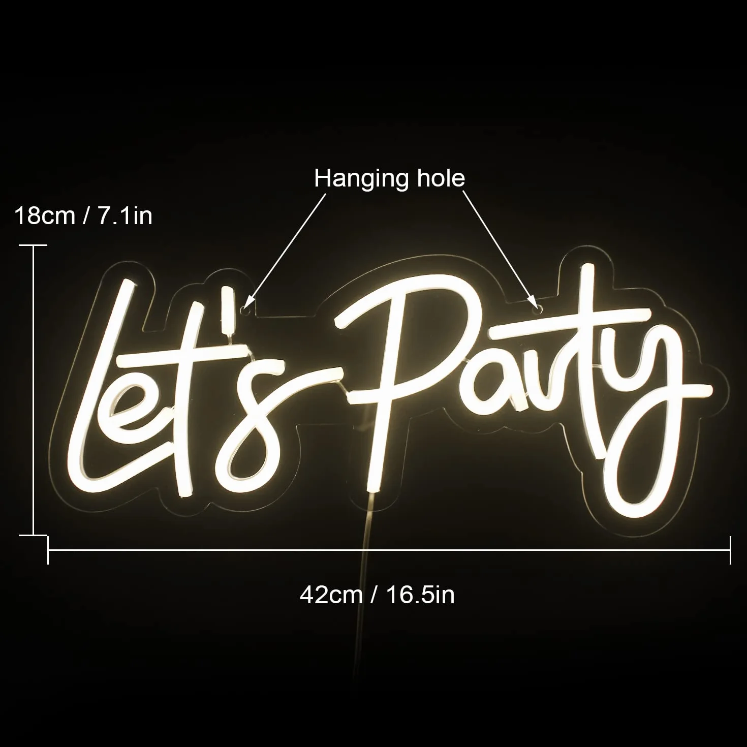 Lets Party Neon Sign Let's Party Znak Led Ściemnianie Neon Lights Dekoracja neonowa na imprezę, przyjęcie urodzinowe, dekoracje ścienne do sypialni (ciepła biel)