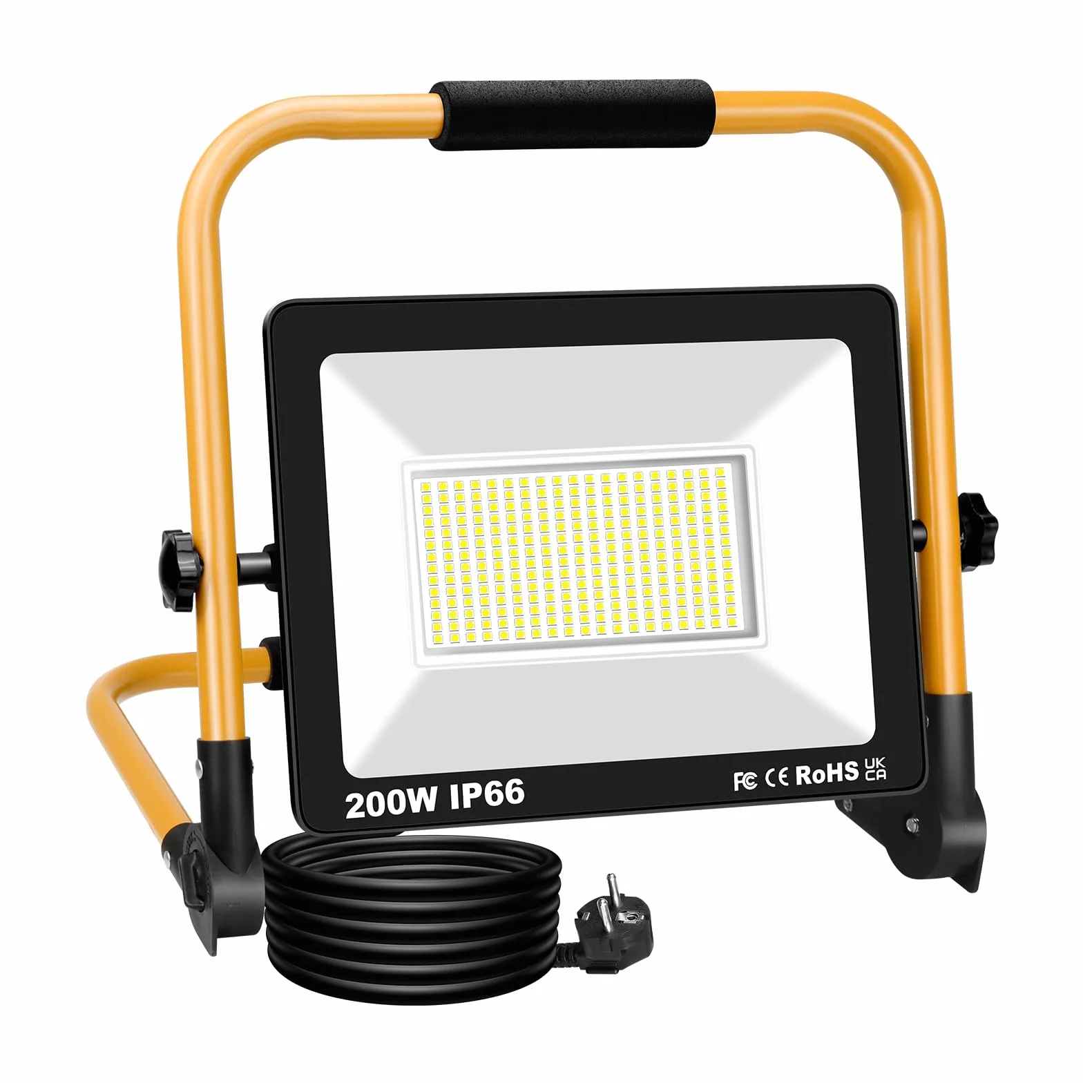RIGIDON Przenośna lampa robocza LED, 200 W, 20000 lumenów, 175 V do 265 V, oświetlenie placu budowy, światło przeciwpowodziowe do domu, warsztatu, garażu, ogrodu, bezpieczeństwa na zewnątrz, 6000 K | 20000 lm, kabel 3 m, 6000K biały, wodoodporny IP66, ref