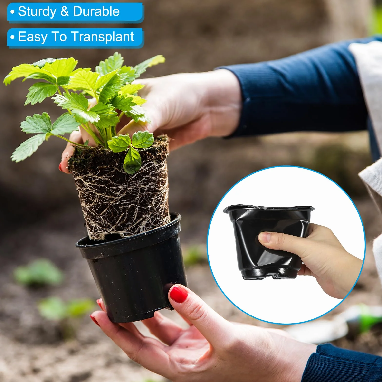 PATIKIL Doniczki z kopułą wilgotności 20 zestawów 8,9 cm plastikowy pojemnik do sadzenia czarne