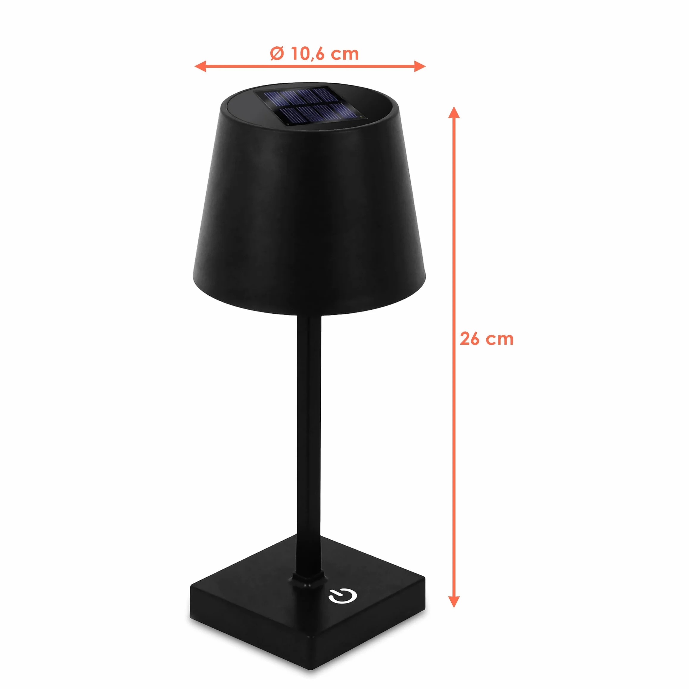 Spetebo Lampa solarna LED z akumulatorem dotykowym, ciepła biel, 26 x 11 cm, lampa stołowa z tworzywa sztucznego w kolorze czarnym – oświetlenie ogrodowe na taras, balkon, lampa ściemniana do