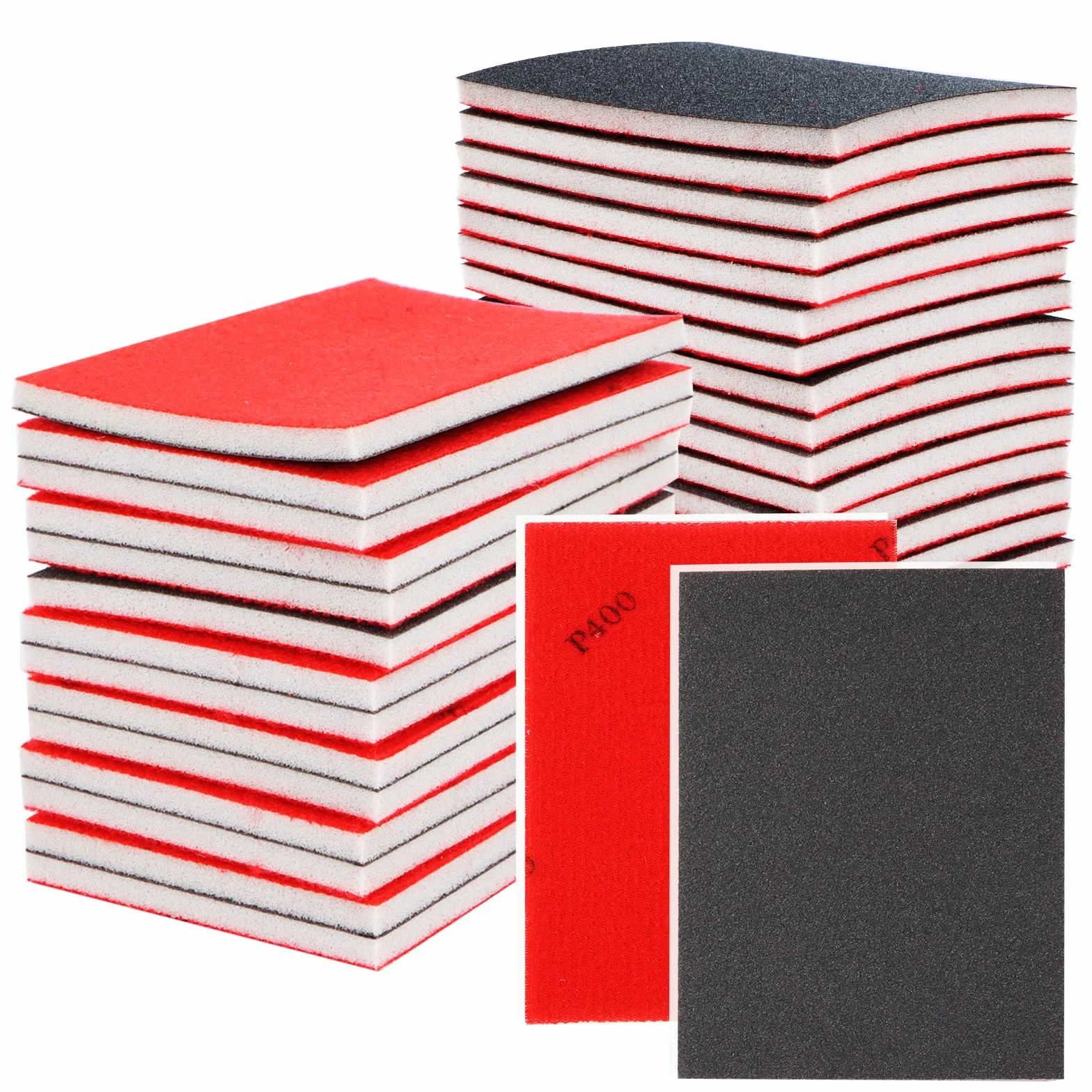 30 sztuk gąbek szlifierskich, ziarnistość 400/600/800, bloki do ręcznego szlifowania, papier ścierny, nadają się do prania, wielokrotnego użytku, do szlifowania, polerowania, metalu, drewna, stali