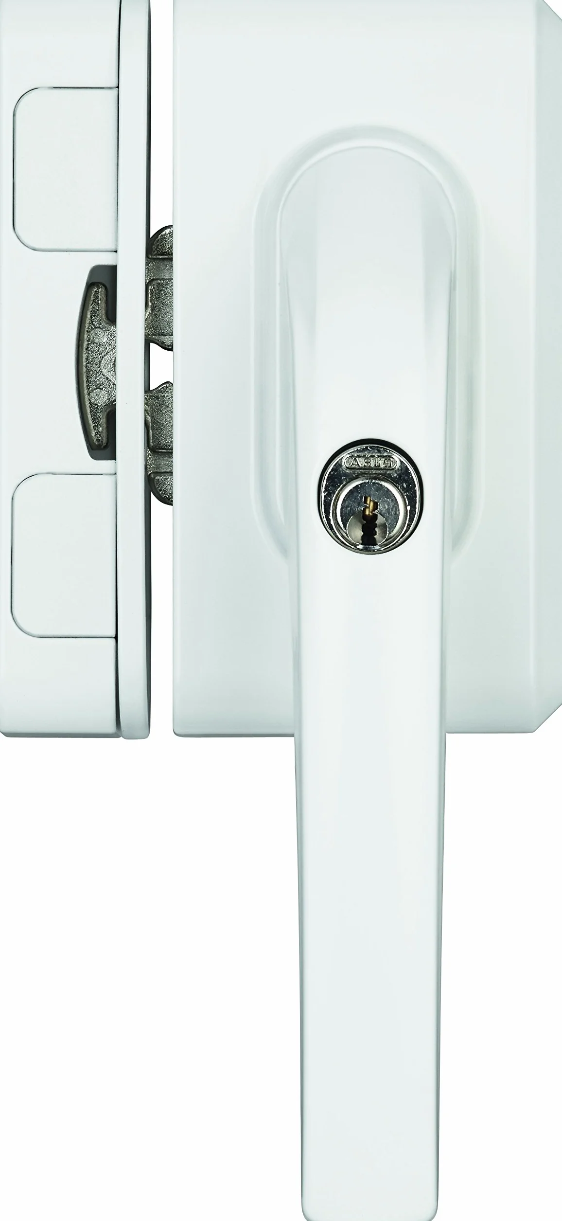 ABUS Dodatkowy bezpiecznik okienny FO500N AL0089 - zamek okienny z cylindrem ciśnieniowym, równocześnie zamykający - poziom bezpieczeństwa ABUS 10-71328 - biały