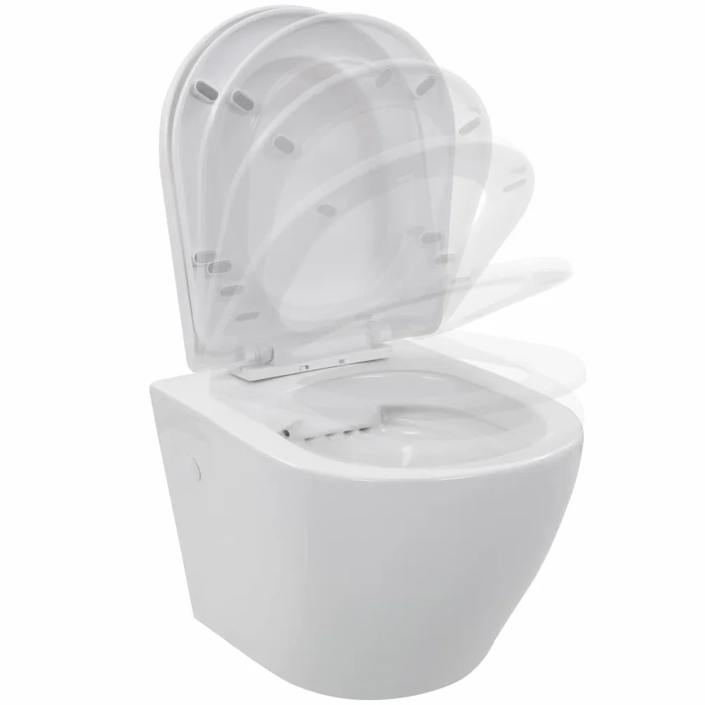 vidaXL Wisząca toaleta bez kołnierza, ceramiczna, biała