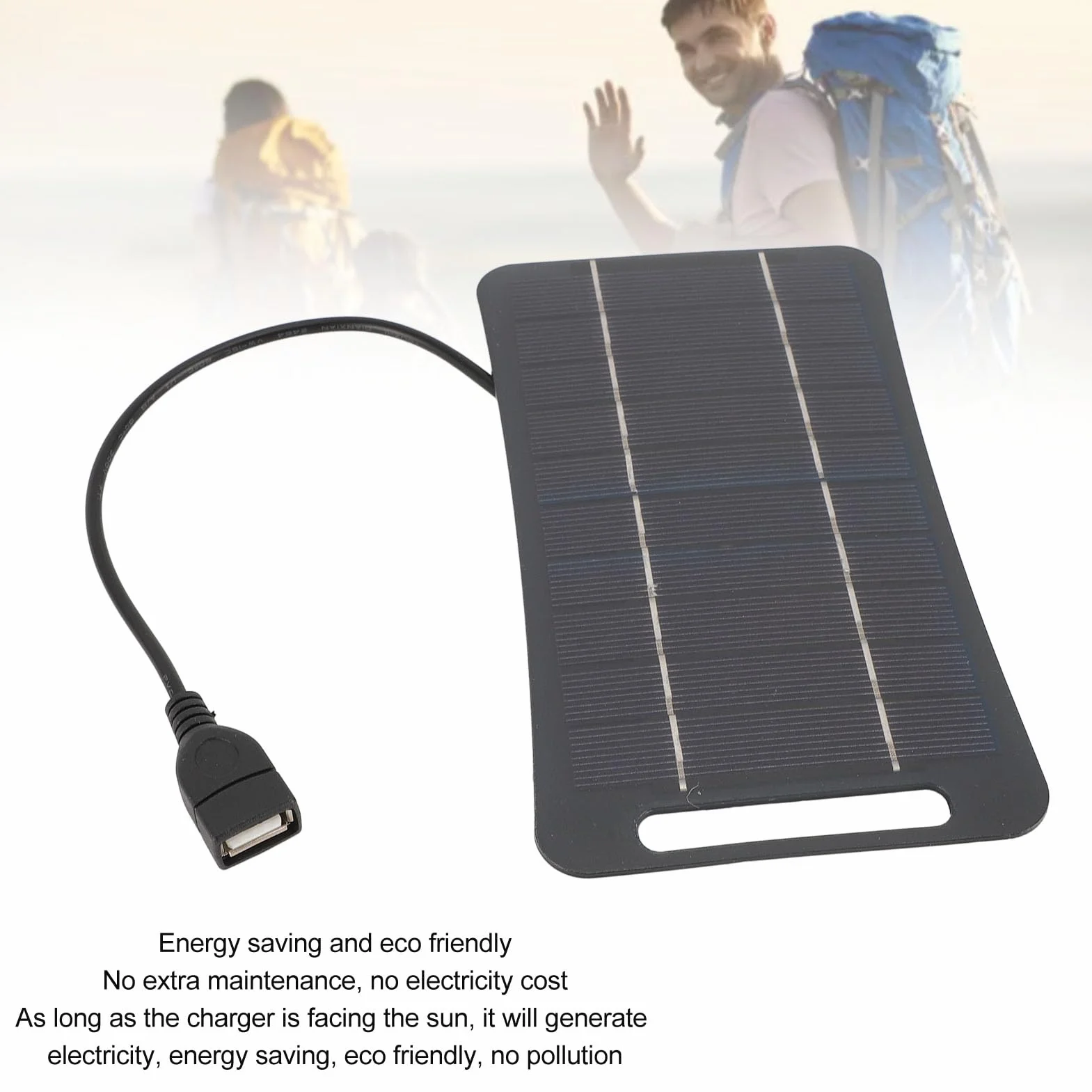Panel Słoneczny 5V 5W USB Monokrystaliczny Krzemowy Przenośna Ładowarka Solarna Czarny