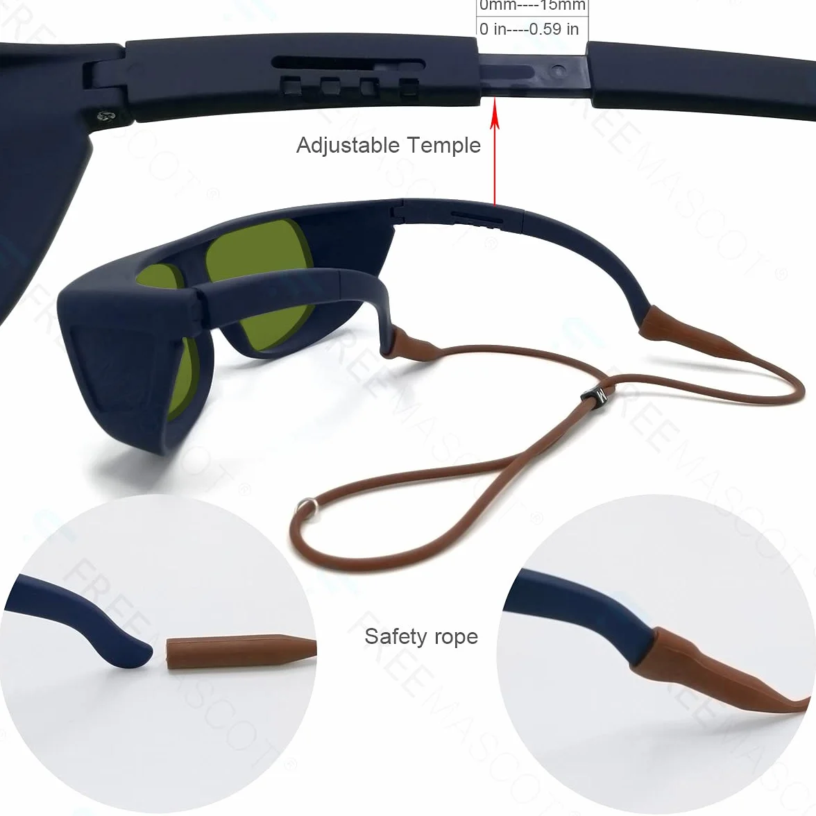 FREEMASCOT OD 8+ 190 nm - 450 nm / 800 nm - 1100 nm profesjonalne okulary ochronne laserowe do 405 nm, 450 nm, 980 nm, 1064 nm laser (styl 5)