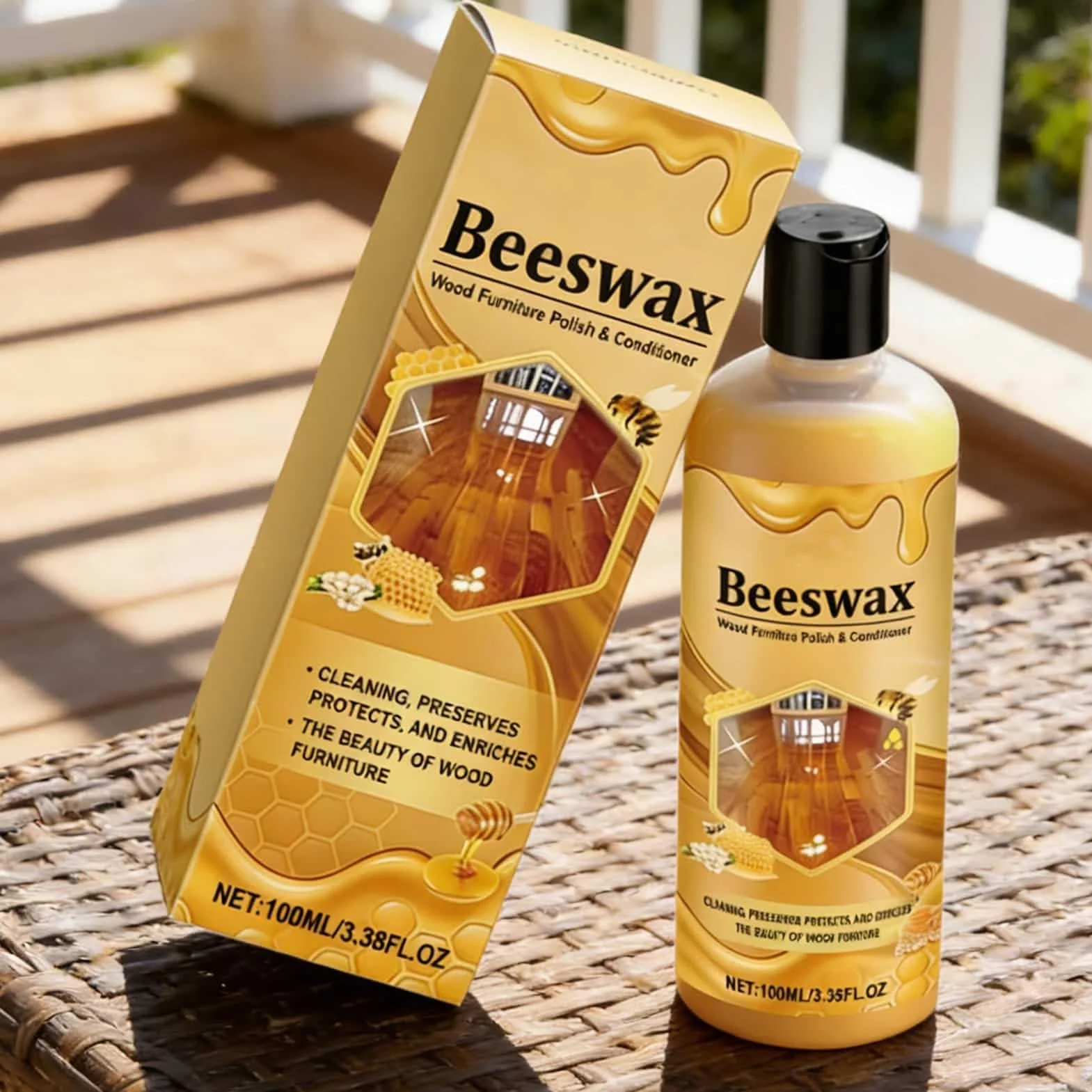 Meble do drewna | 100 ml naturalnego olejku z połyskiem - pasta | do usuwania i rozjaśniania szafek, stołów, drzwi, szuflad, podłóg kuchennych, desek do krojenia i