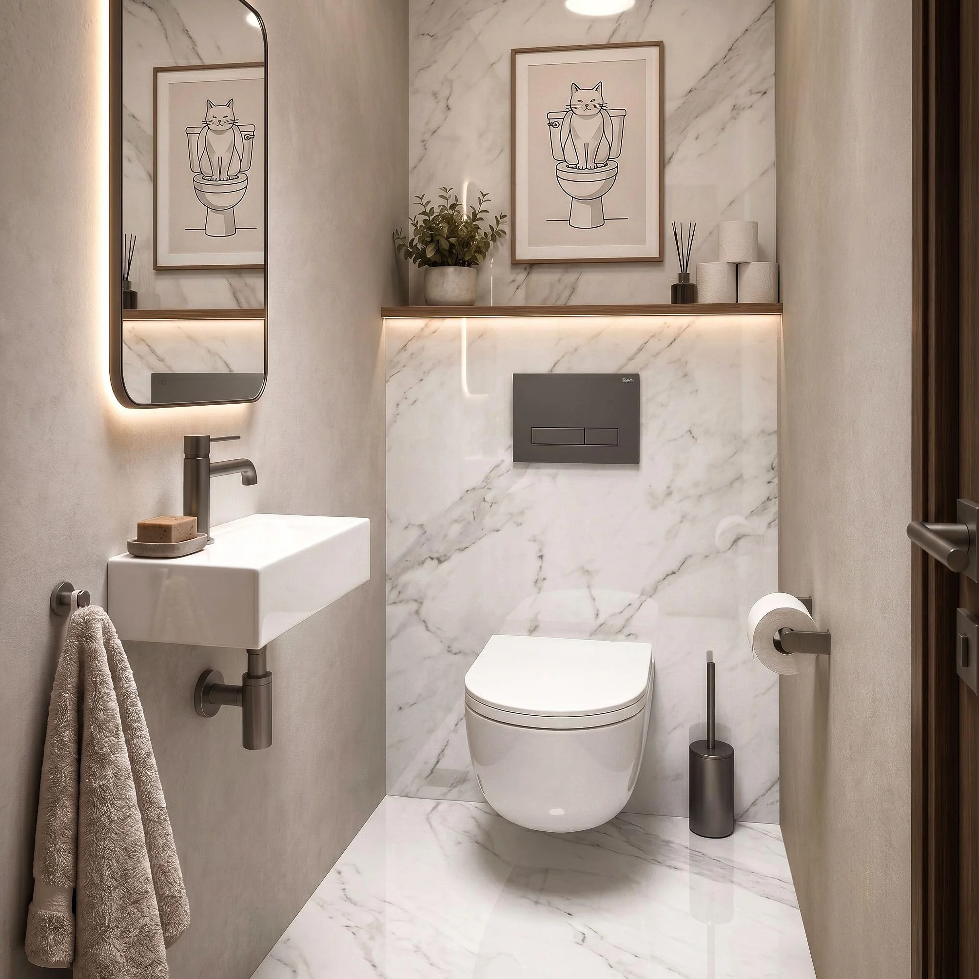 Rea - Stelaż Zestaw Podtynkowy K011a-q Do Mis Wc Z Przyciskiem Hd Tytan - 16x52,5x103,5 cm
