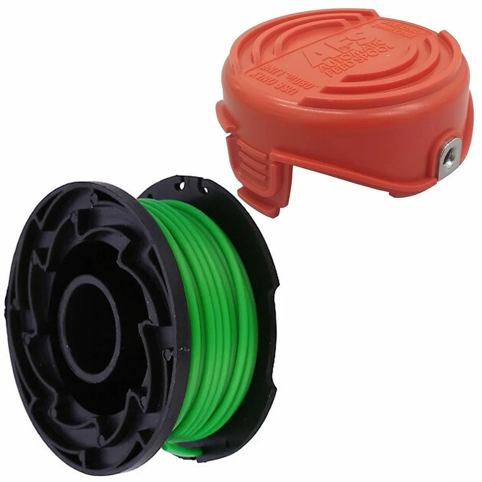 Zapasowa szpula trymera i linia oraz osłona do Black Decker A6482 GL7033 GL8033 GL9035, 2 szpule podkaszarki i 2 nasadki