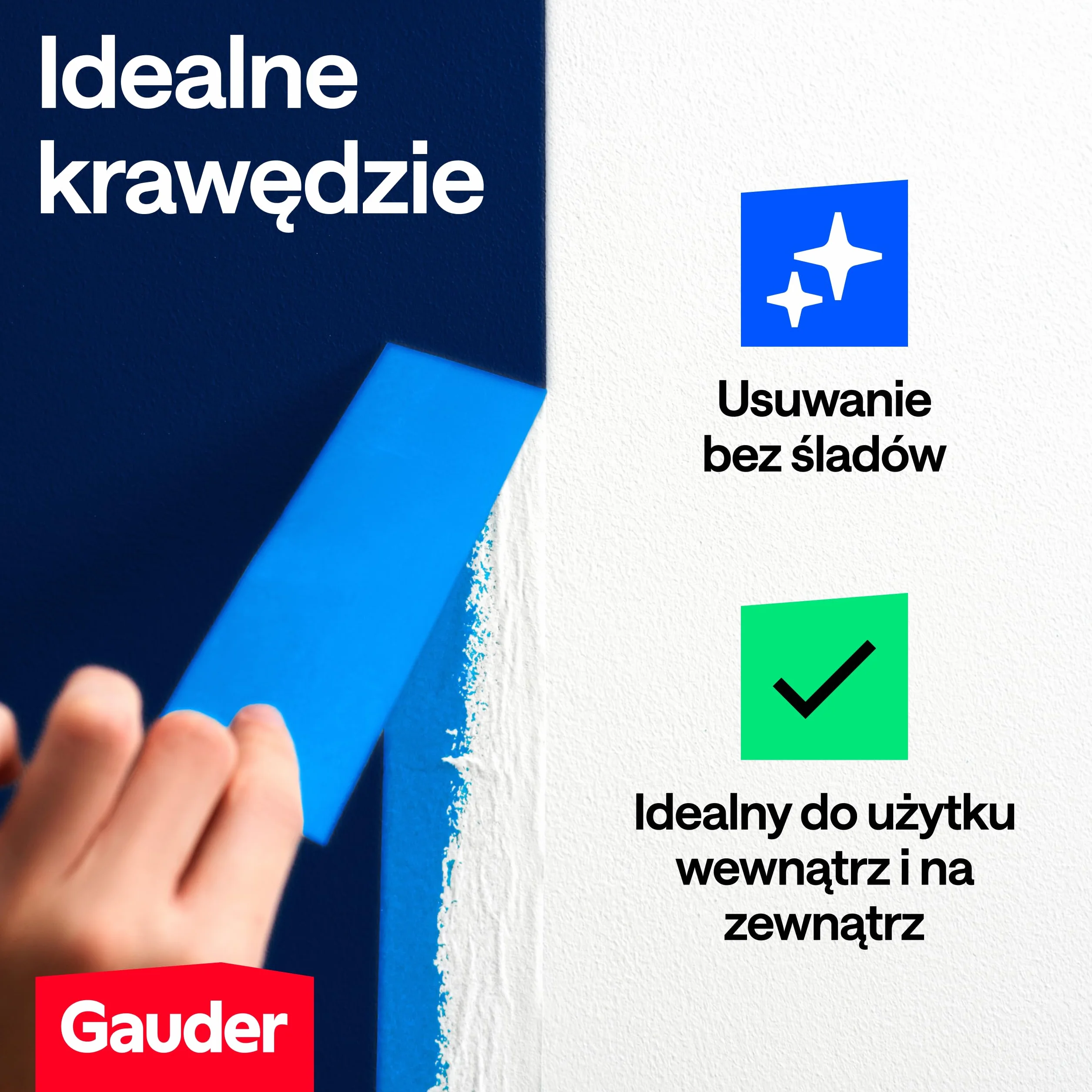 GAUDER Taśma Maskująca do Malowania - Ochronna Taśma Washi do Remontu, Dekoracji i Projektów DIY - Łatwe Usuwanie bez Pozostałości (3 Rolki - 24 mm x 50 m)
