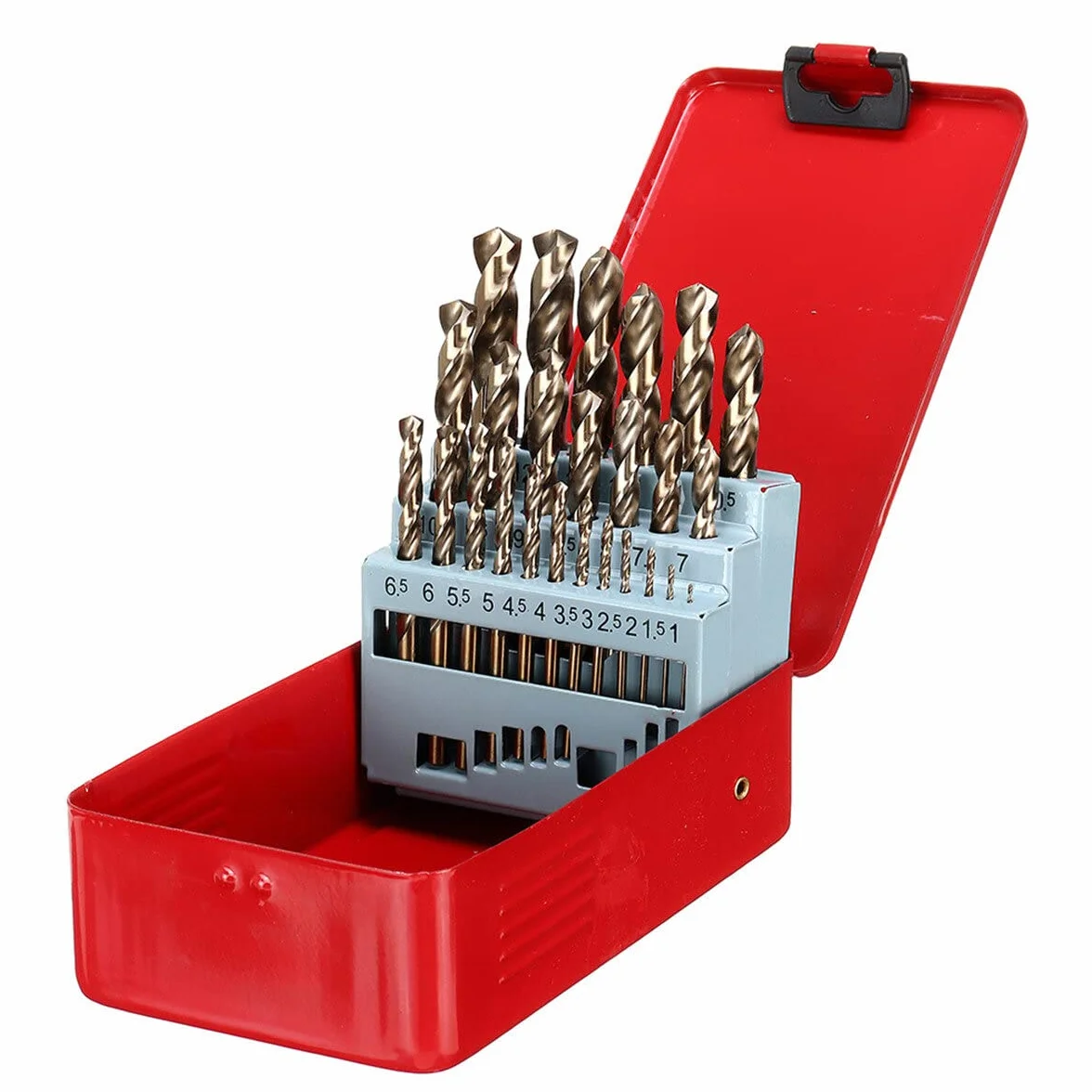 VIDOO 13/19/25 SZT HSS 1-13mm M35 Zestaw Wierteł Kobaltowych Kręte do Metalu Stali-25Sztuk