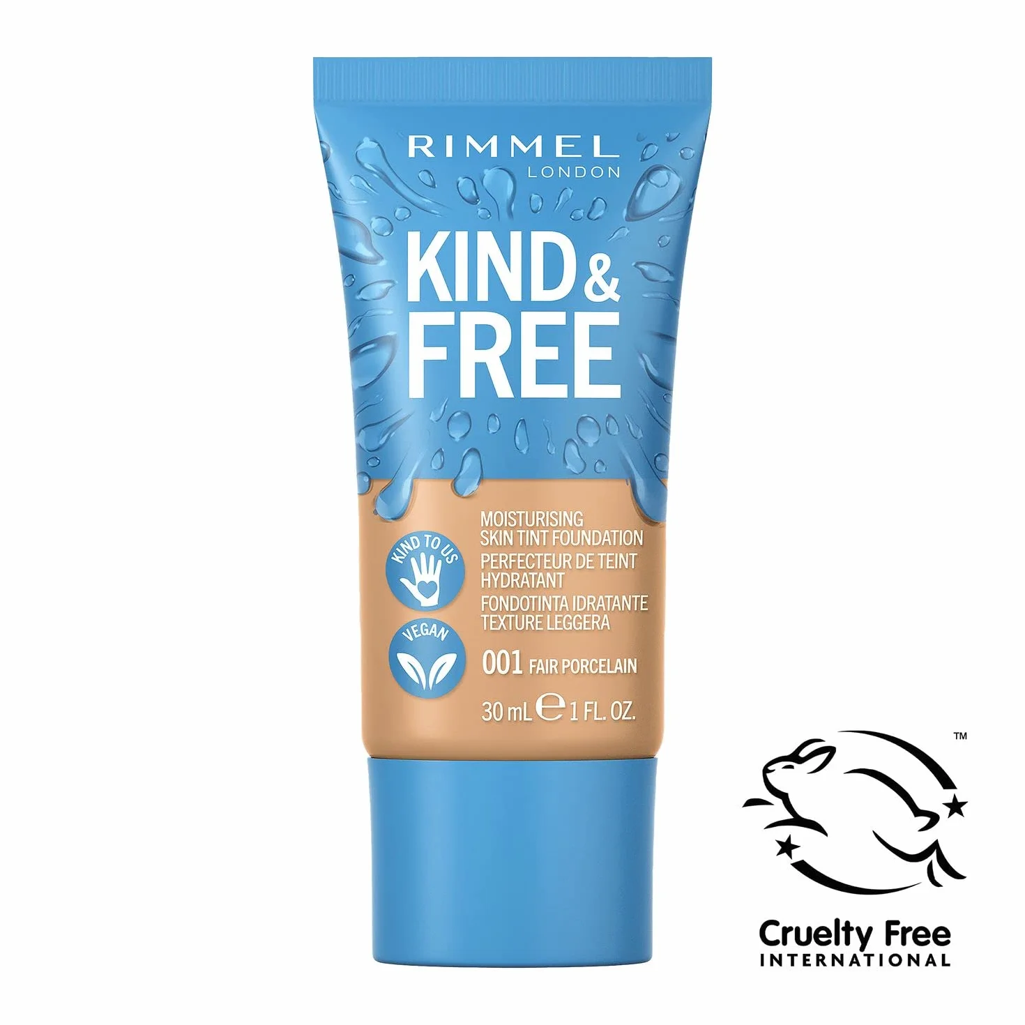 Rimmel London Kind&Free Podkład do Twarzy, 001 Fair Porcelain, 30 ml