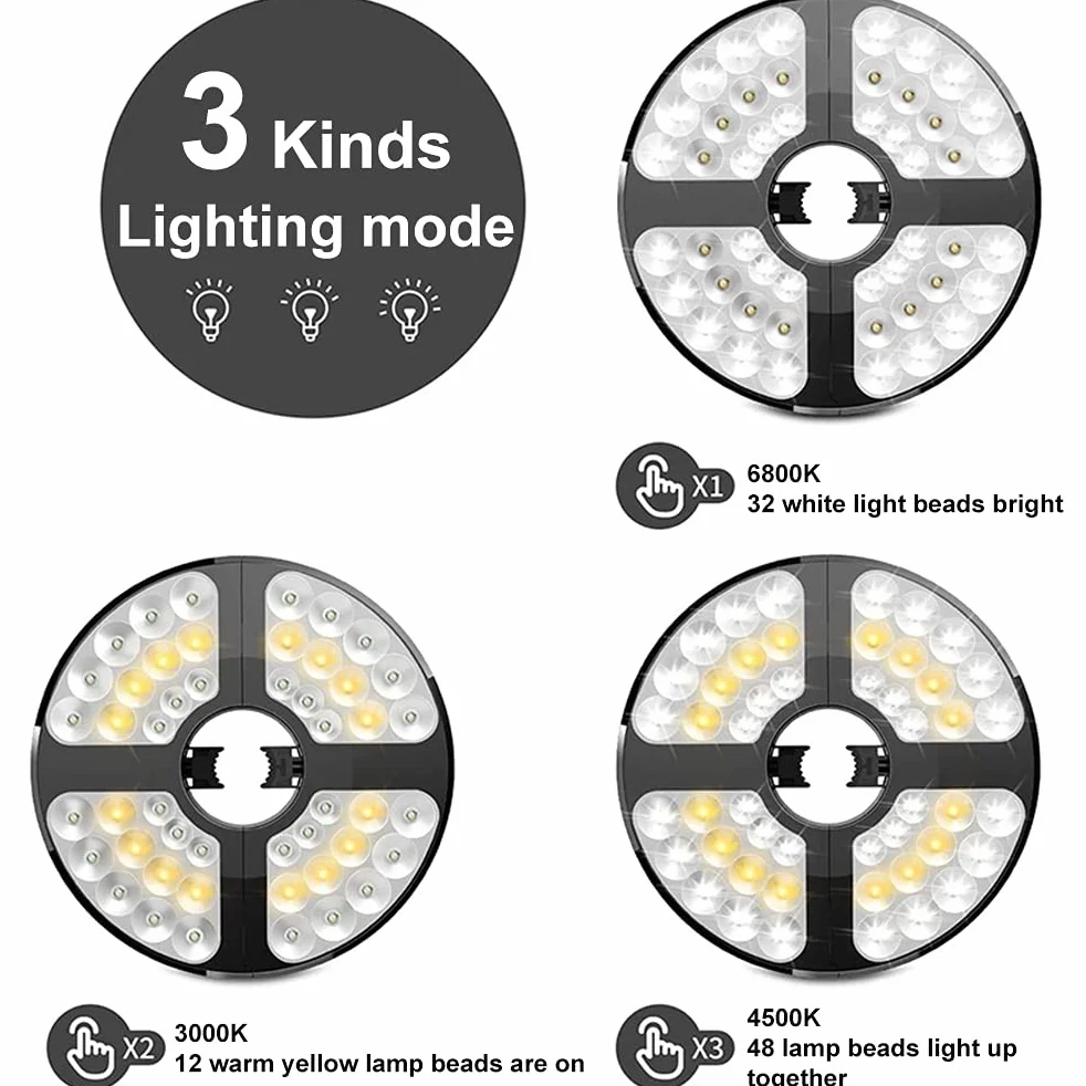 48 LED oświetlenie parasola przeciwsłonecznego na zewnątrz, 450 lumenów, z 3 trybami ładowania USB lampa do ogrodu, na plażę, imprezę, kemping, oświetlenie parasolowe solarne