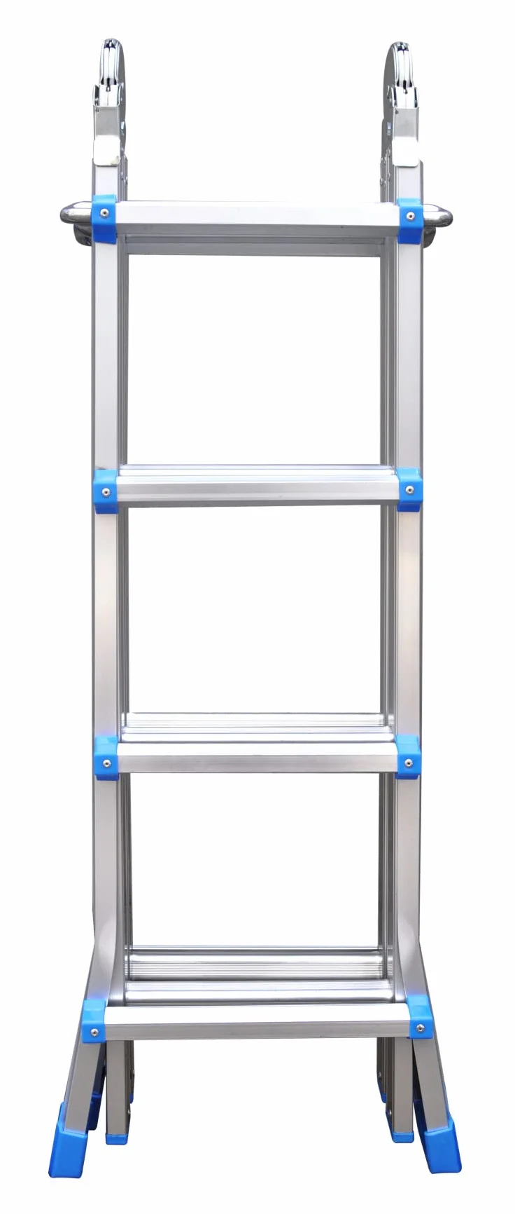 Wielofunkcyjna drabina 4 x 4 aluminium 1,4 mm srebrna stabilna, antypoślizgowa, elastyczna, nie zajmuje dużo miejsca