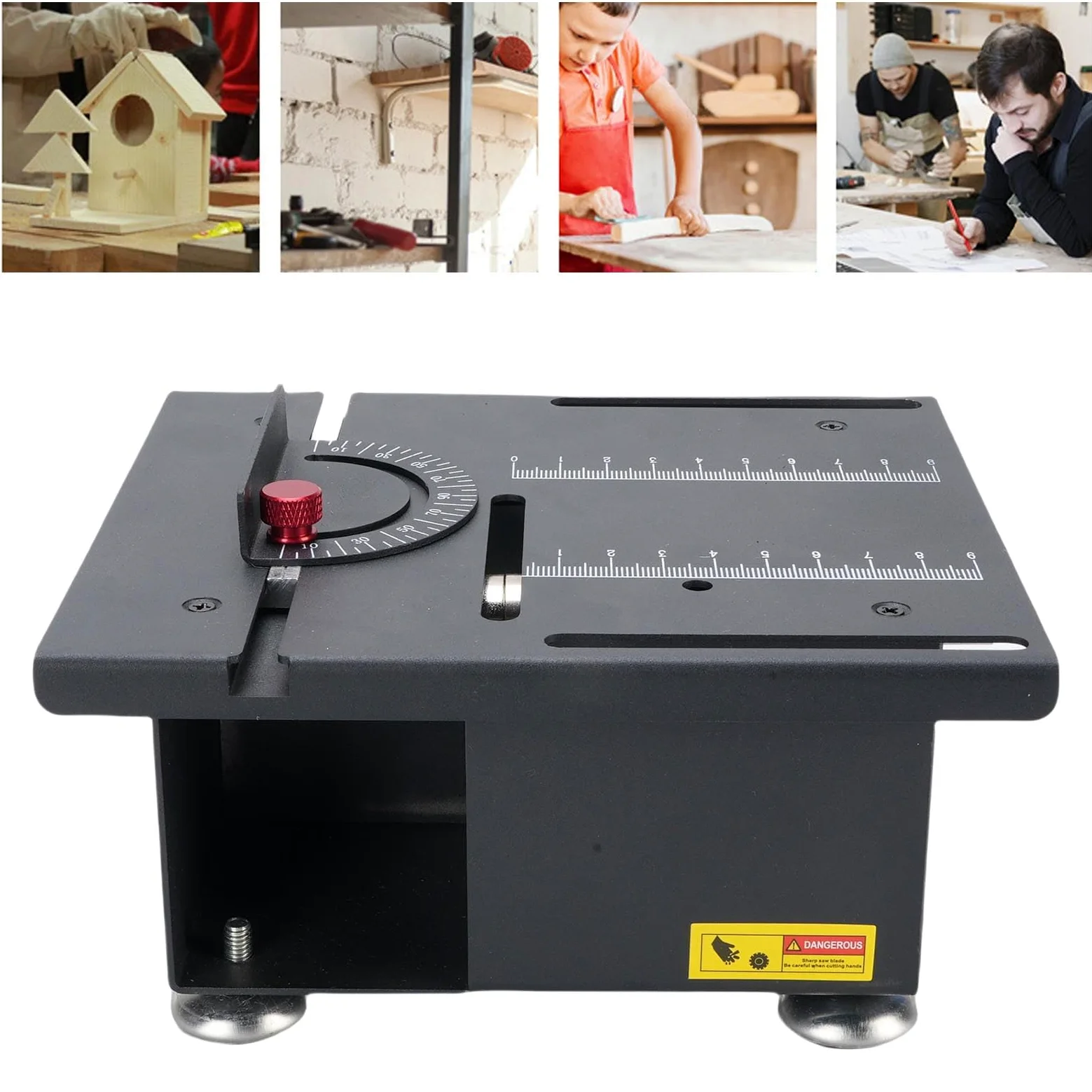 Hyuduo Mini Wieloskładnikowy Piła Stołowa, prędkość i Kąt Prędkości Prędkości i Kąta 100 W Regulowany 16 Mm głębokość Cięcia, Siedem Prędkości Zasilacza do (wtyczka UE)