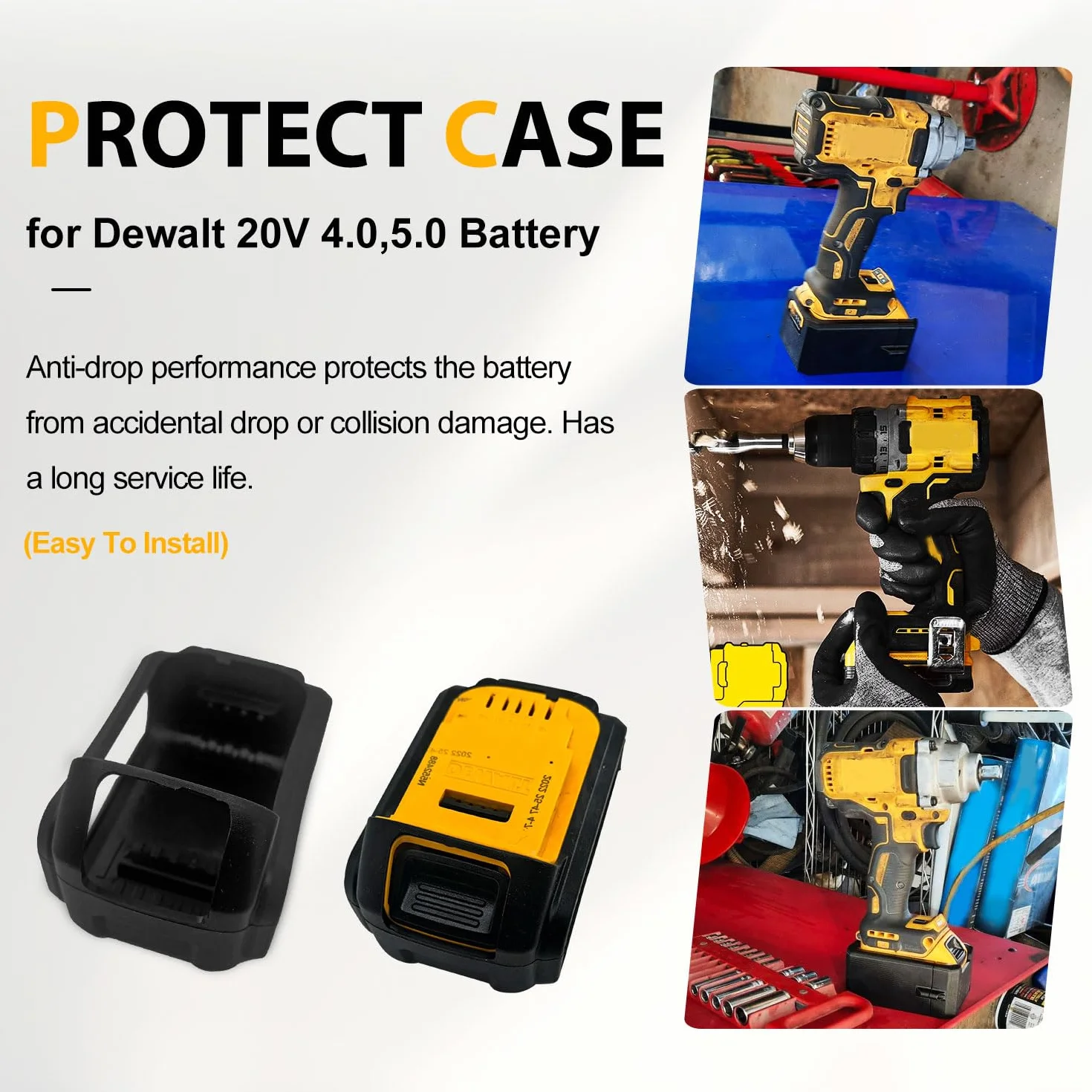 2 szt. silikonowe etui ochronne do baterii dewalt 20 V 4.0, 5.0