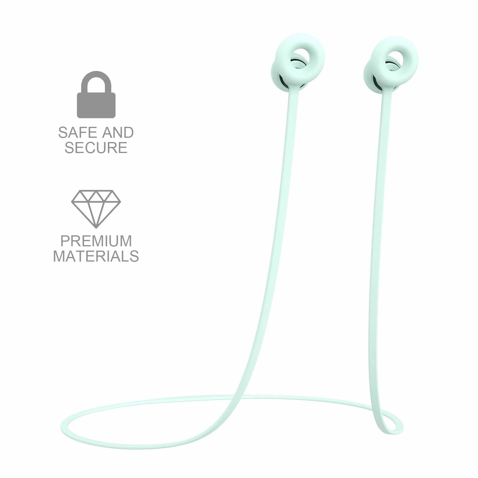 DOB SECHS Zatyczki do uszu link, sznurek bezpieczeństwa, elastyczny pasek silikonowy z etui z silikonu, kompatybilne z Loop Quiet/Engage/Experience, 46 cm, zielone (bez zatyczek do uszu)