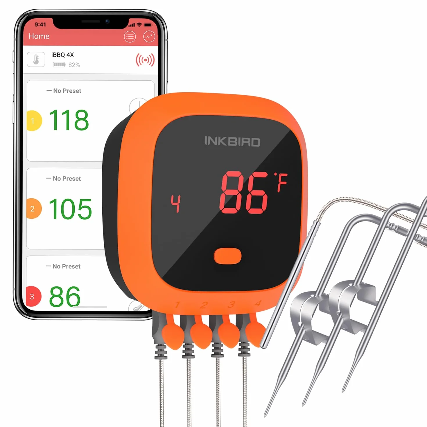 Inkbird IBT-4XC wodoodporny termometr kuchenny, Bluetooth, termometr do grillowania z czujnikiem temperatury, magnetyczny termometr do gotowania mięsa do grilla elektrycznego, mini piekarnik,