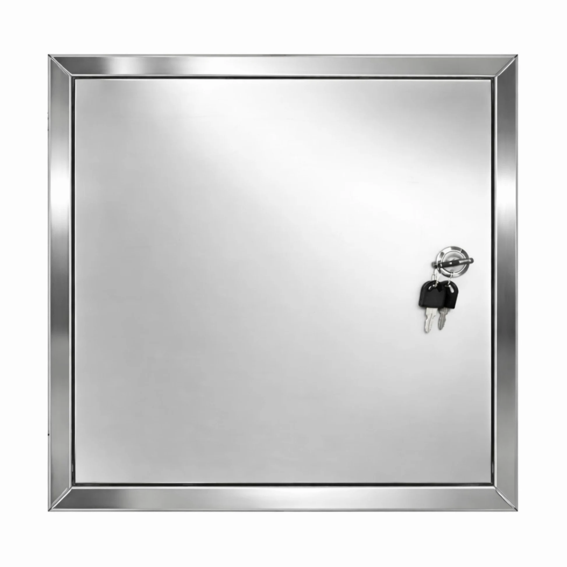 TMALASER Drzwi rewizyjne metalowe 80 x 80 cm Stal nierdzewna – klapa rewizyjna INOX 800 x 800 mm, zamek z kluczem - drzwi inspekcyjne do ścian karton-gips