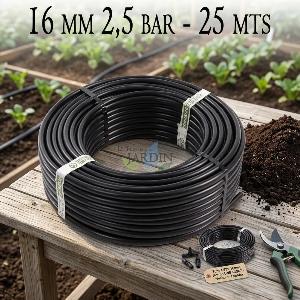 Suinga Rura Polietylenu do Nawadniania 16 mm, 2,5 Bar, 25 m - Czarna
