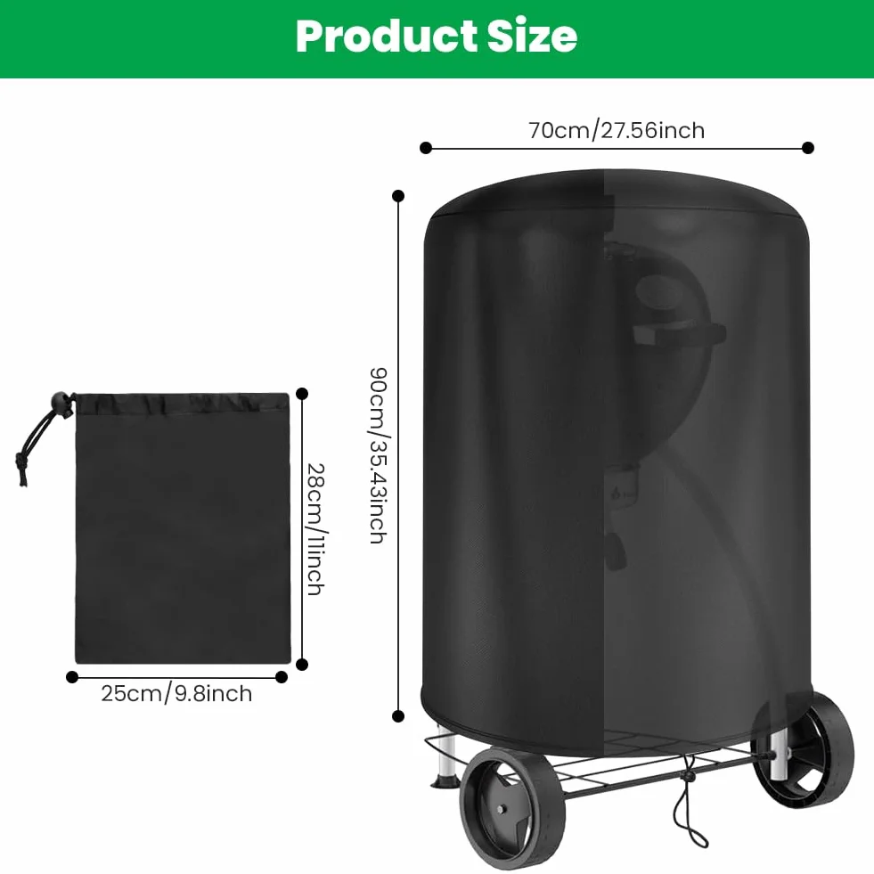 OFFCUP Pokrowiec do grilla Weber 57 cm wodoodporny PU Oxford 210D okrągły Ø70 x 90 cm