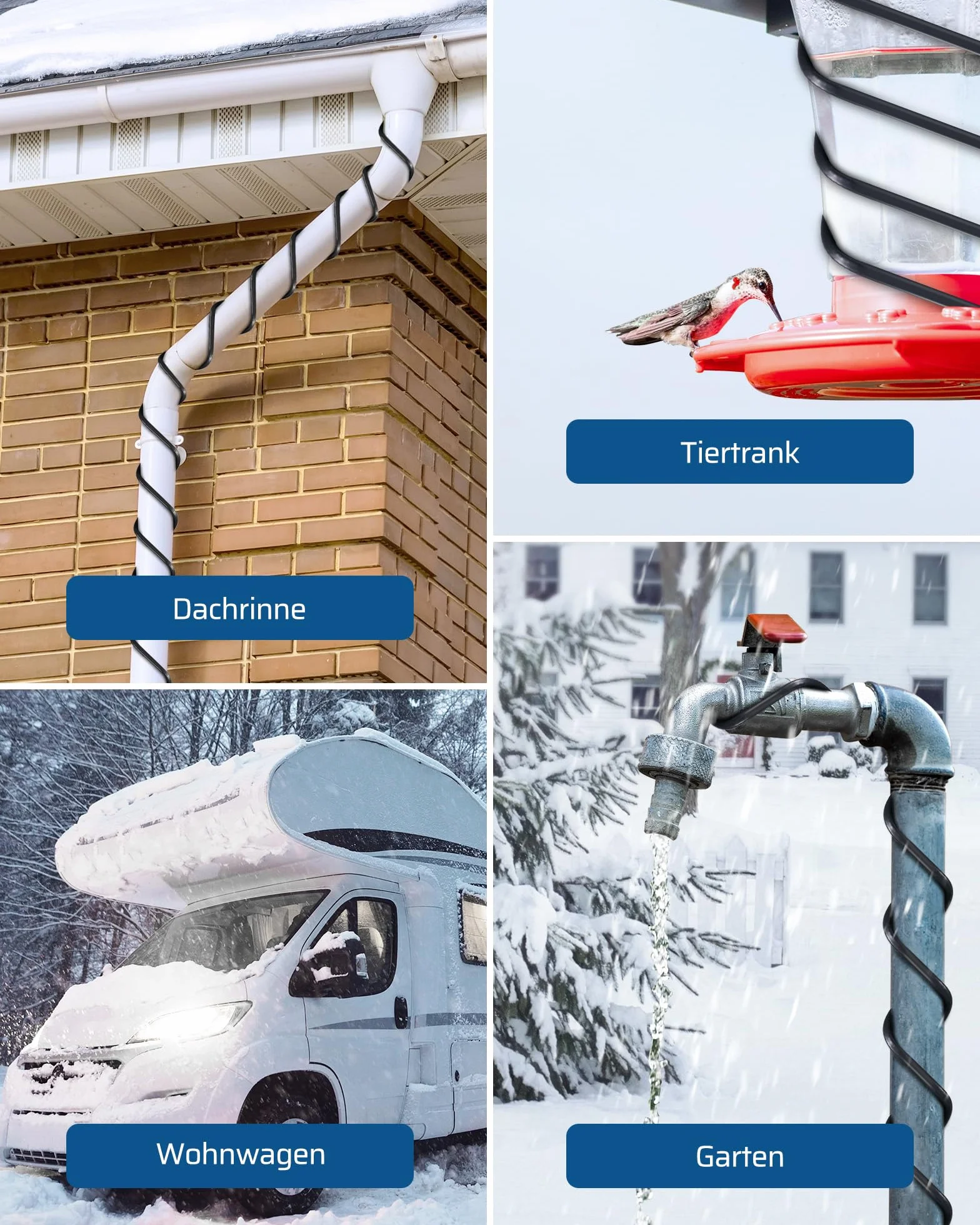DEWENWILS Przewód grzejny 230 V z termostatem, taśma grzewcza 2 m, ochrona przed zamarzaniem, kabel grzewczy 15 W/M, wodoszczelny przewód grzejny IP44, do rur wodnych, oszczędność