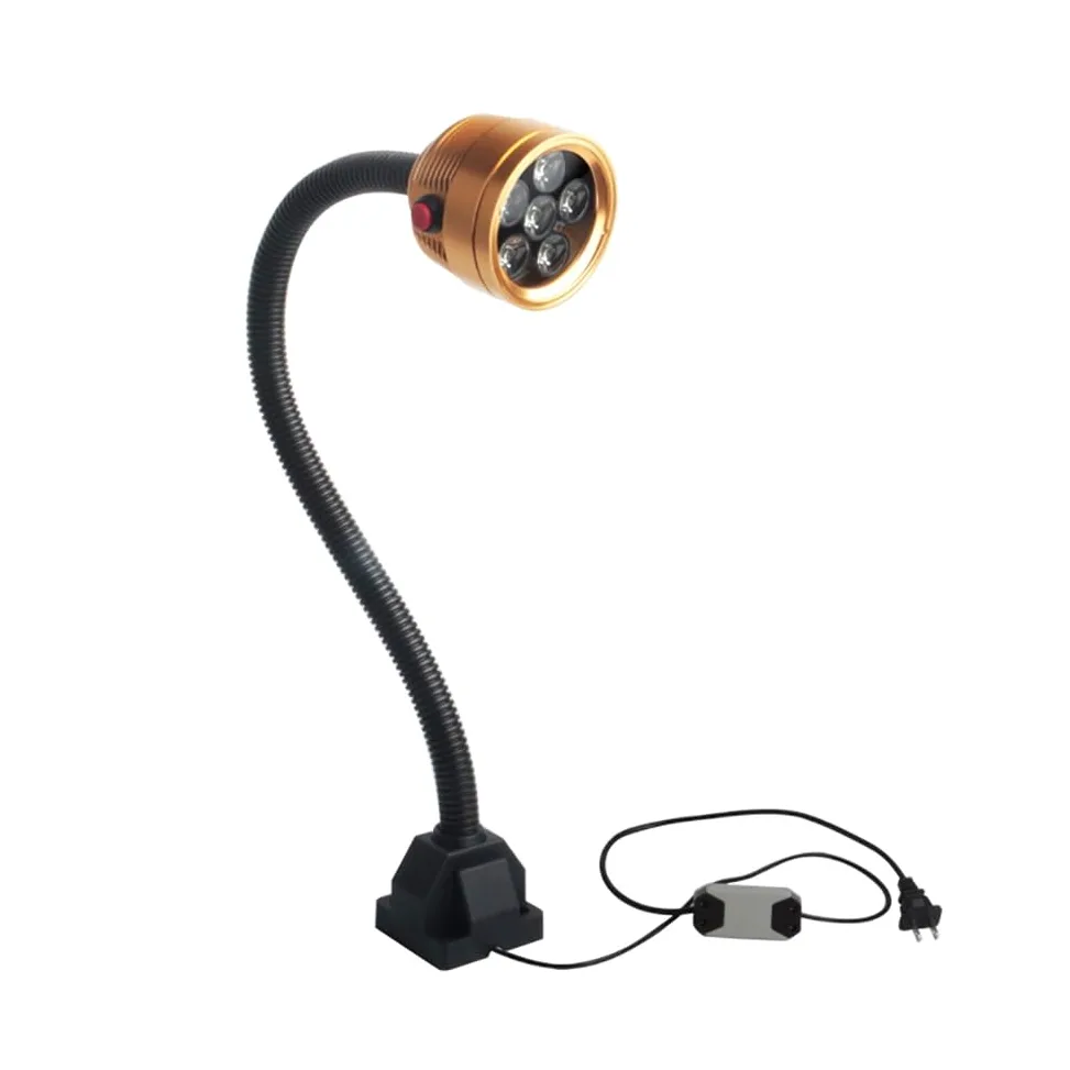 DONGXIAO Światło LED wodoodporne i olejoodporne, światło robocze do obrabiarek LED, 6 W220 V złoty kolor, nadaje się do tokarki CNC, frezarki, obrabiarki, szlifierki itp.