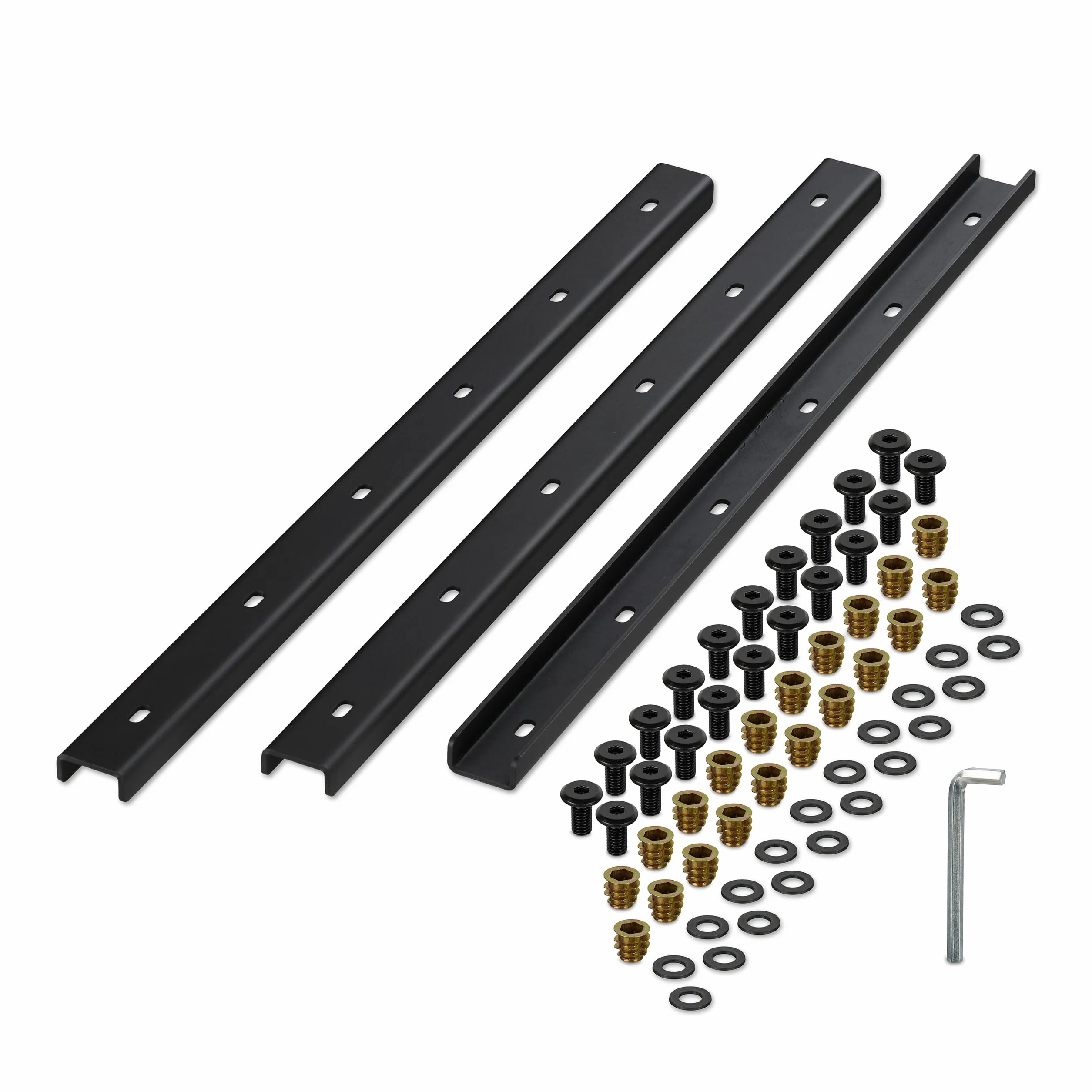 Relaxdays Listwa zadziorowa, zestaw 3 sztuk, szyna metalowa 70 cm, stabilizacja blatu, profil U ze śrubami, stal, czarna