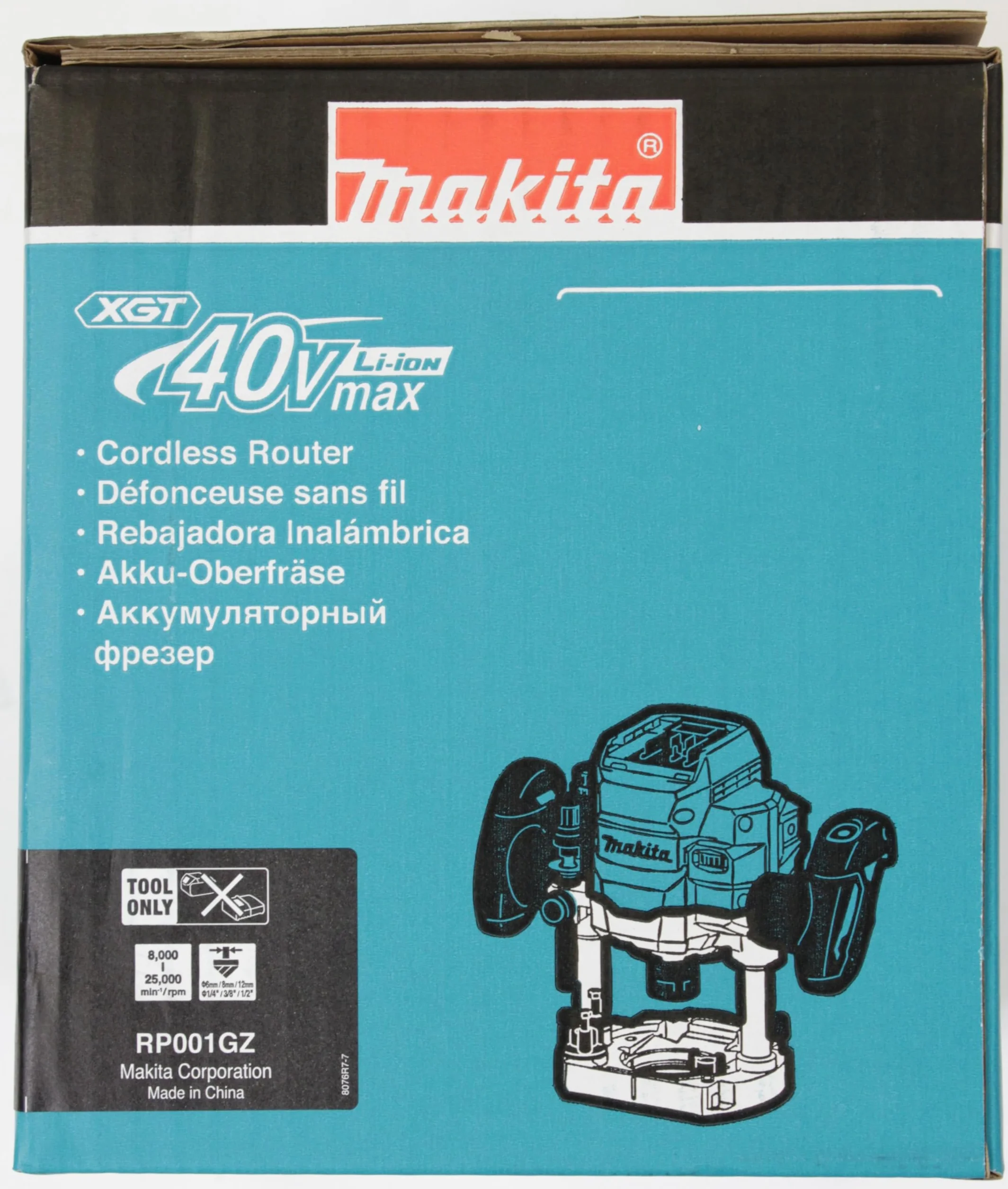 Makita RP001GZ akumulatorowa frezarka górnowrzecionowa, maks. 40 V (bez ładowarki i akumulatorów)