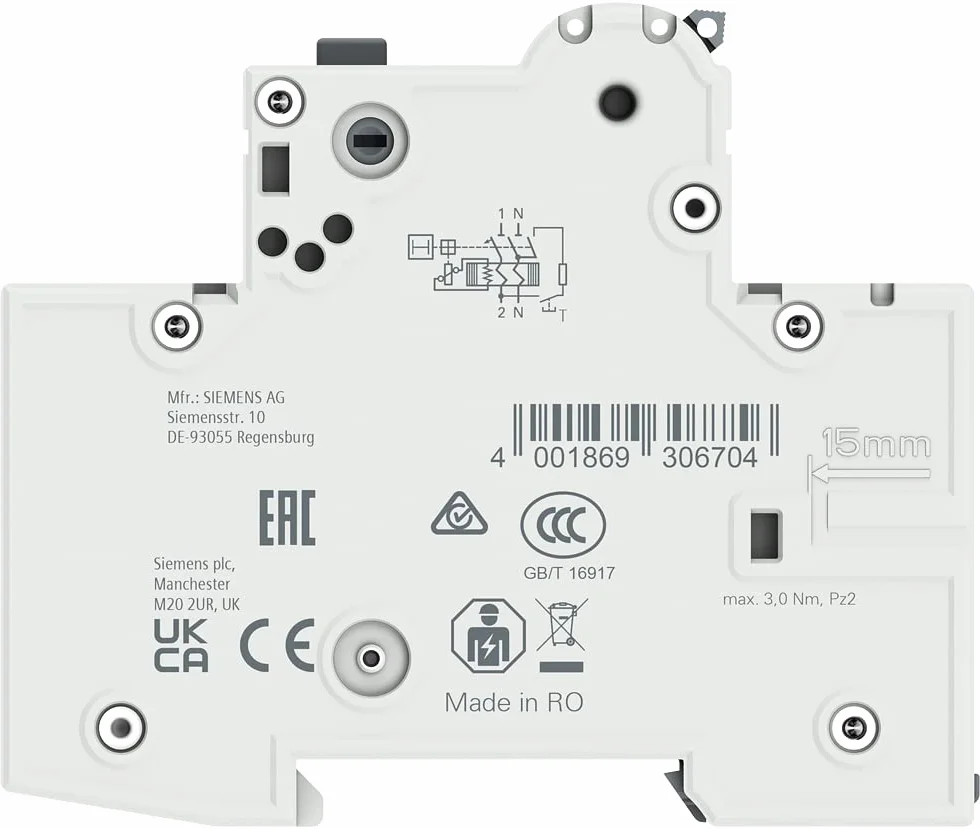 SIEMENS Ingenuity for life - 5SU13566KK10 przełącznik FI/LS, 6 kA, 1P+N, typ A, 30 mA, B-Char, In: 10 A, Un AC: 230 V