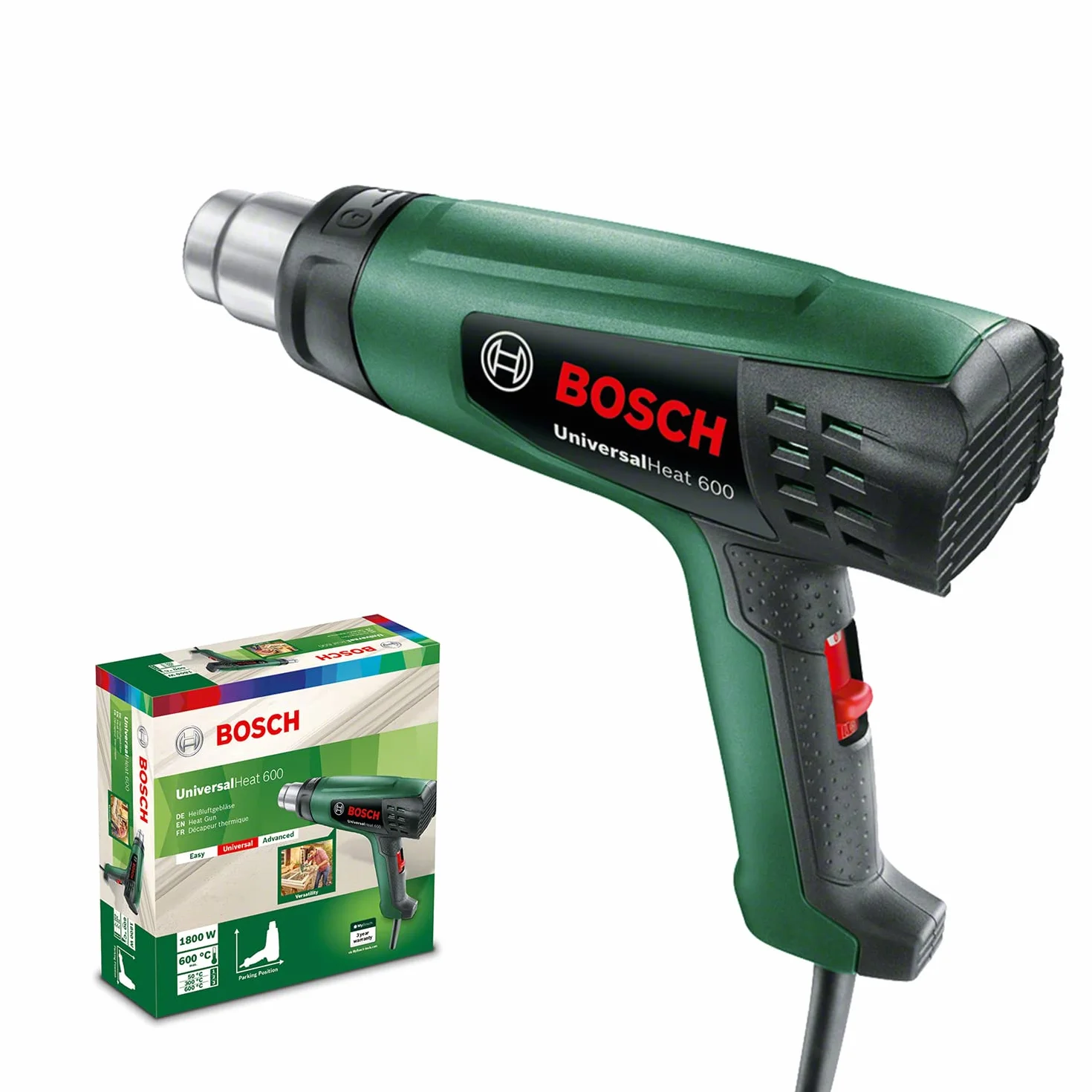 Bosch Opalarka uniwersalna do domu i ogrodu (1800 W, temperatura: 50/300/600°C, w opakowaniu kartonowym), design 2019, jasnozielony