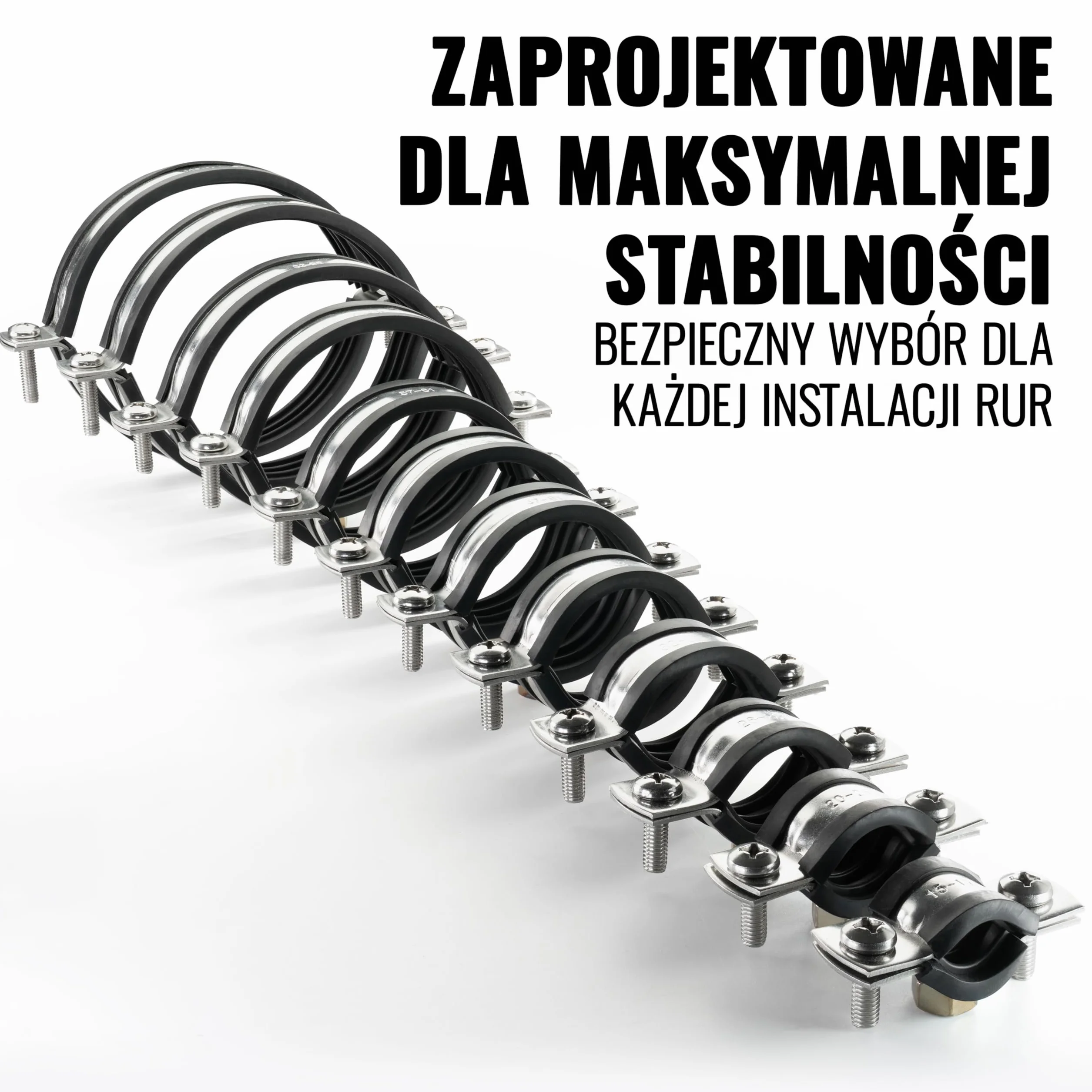 Poppstar 2 zaciski śrubowe ze stali szlachetnej W4 do rur (zakres zacisku 20-25 mm, 1/2", śruba M8*82), ze śrubami i kołkami rozporowymi