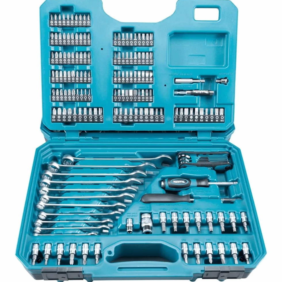 Makita Zestaw Wierteł, Czarny/Niebieski, 221 Elementów & KS Tools 917.0779 1/4"+3/8"+1/2" Zestaw Kluczy Nasadowych, 179-szt