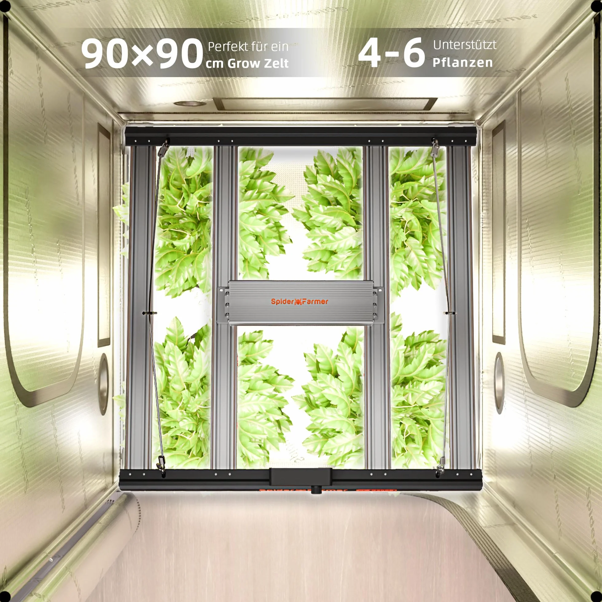 Spider Farmer Kit Complet de Tente de Culture 90x90x180cm G3000 Bar Style LED Grow Light Full Spectrum Système Complet de Tente de Culture Indoor Grow Tent Kit 1680D Canvas with 4" Inline Fan Filter