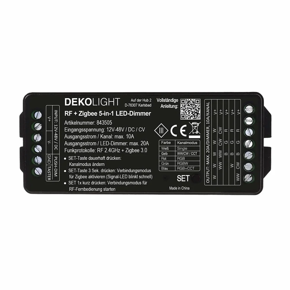 Deko-Light Sterownik RF-smart, ściemniacz LED 5 w 1, 5 kanałów, 12-48 V, 20 A, IP20, czarny