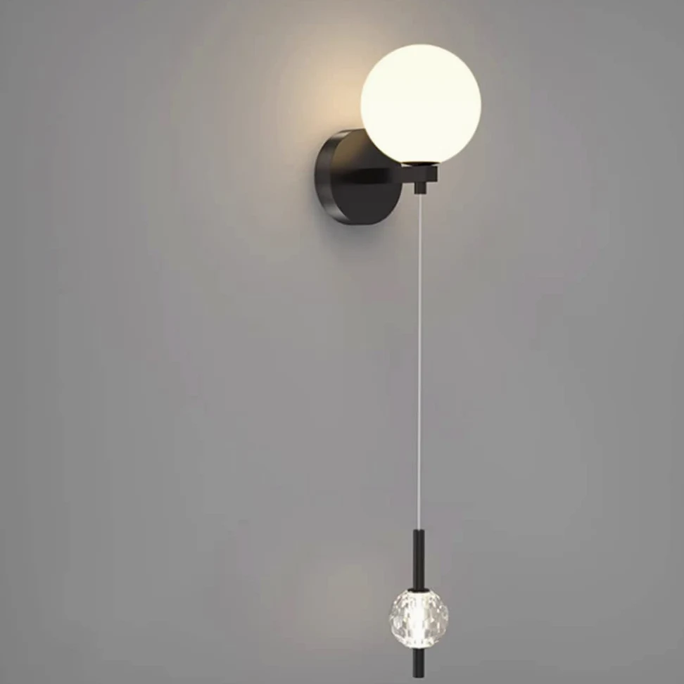 Lampki nocne do pokoju dziecięcego 2 szklane kule kinkiet nowoczesny luksusowy sypialnia dziecięca wystrój pokoju księżniczki lampki nocne kinkiet z 60 cm linkami do zawieszania 3-kolorowe światło