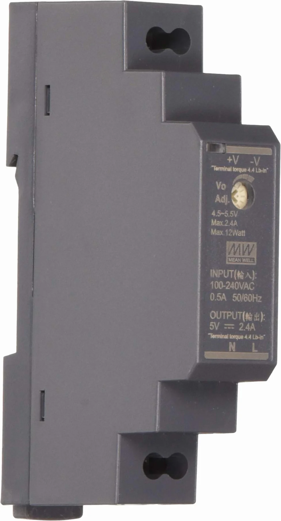 MEAN WELL Zasilacz 12 W 5 V 2,4 A; MeanWell HDR-15-5; DIN-Rail Trafo, czarny