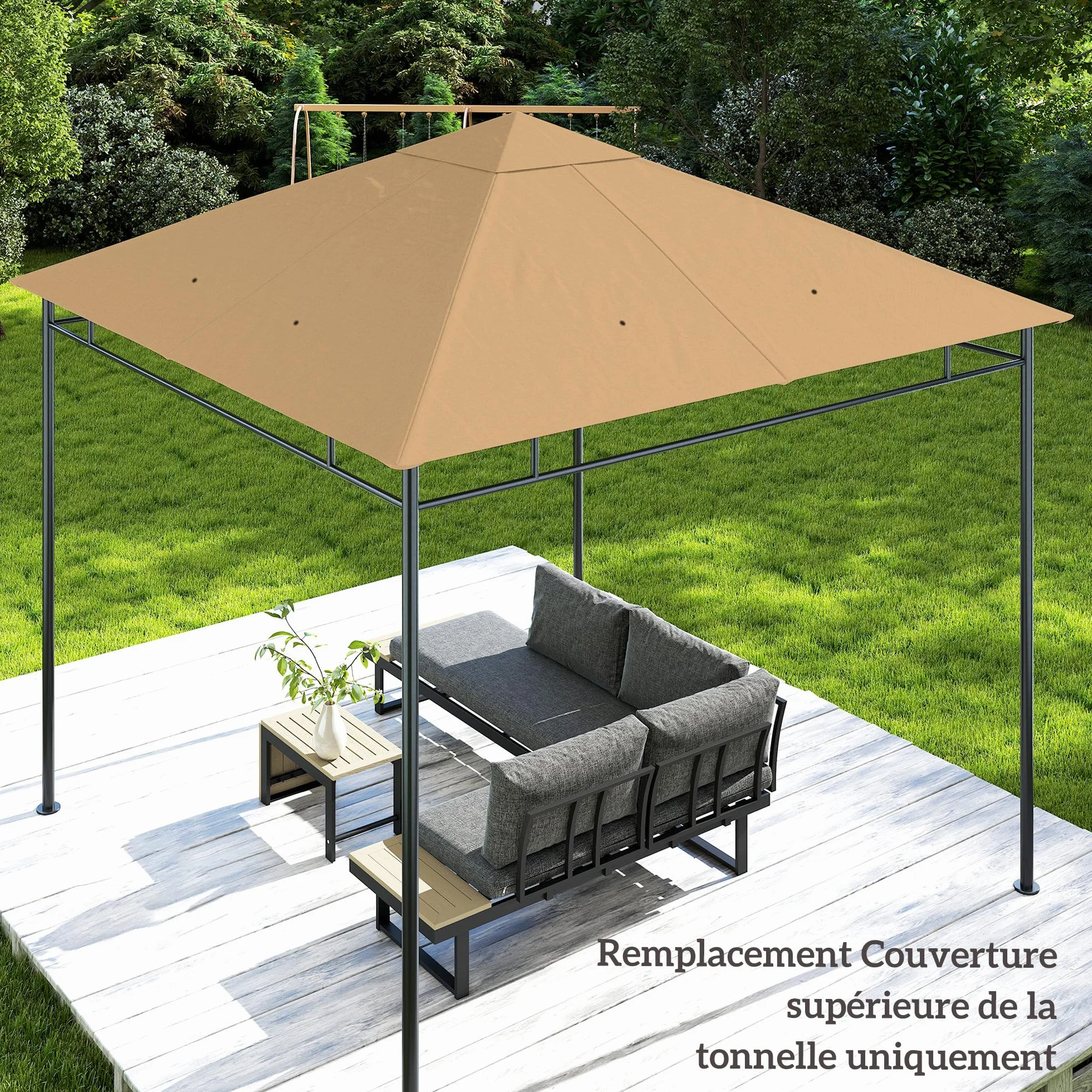 Outsunny Zapasowe płótno do pawilonu 3 x 3 m Anty-UV 180 g/m² Beżowy