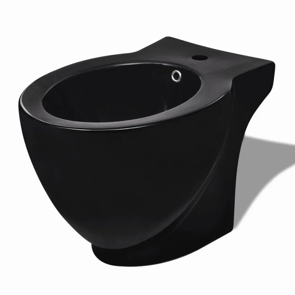 Czarny ceramiczny zestaw toaletowy i bidet - ładny