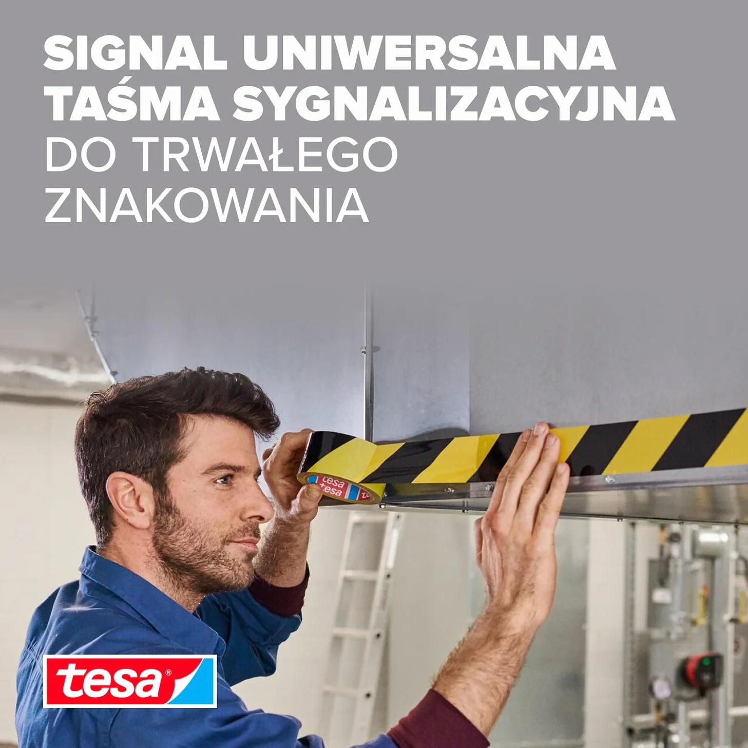 tesa SIGNAL 58133-00000-00 Taśma Sygnalizacyjna, Czarny/Żółty, 66 x 50 mm, 1 Rolka