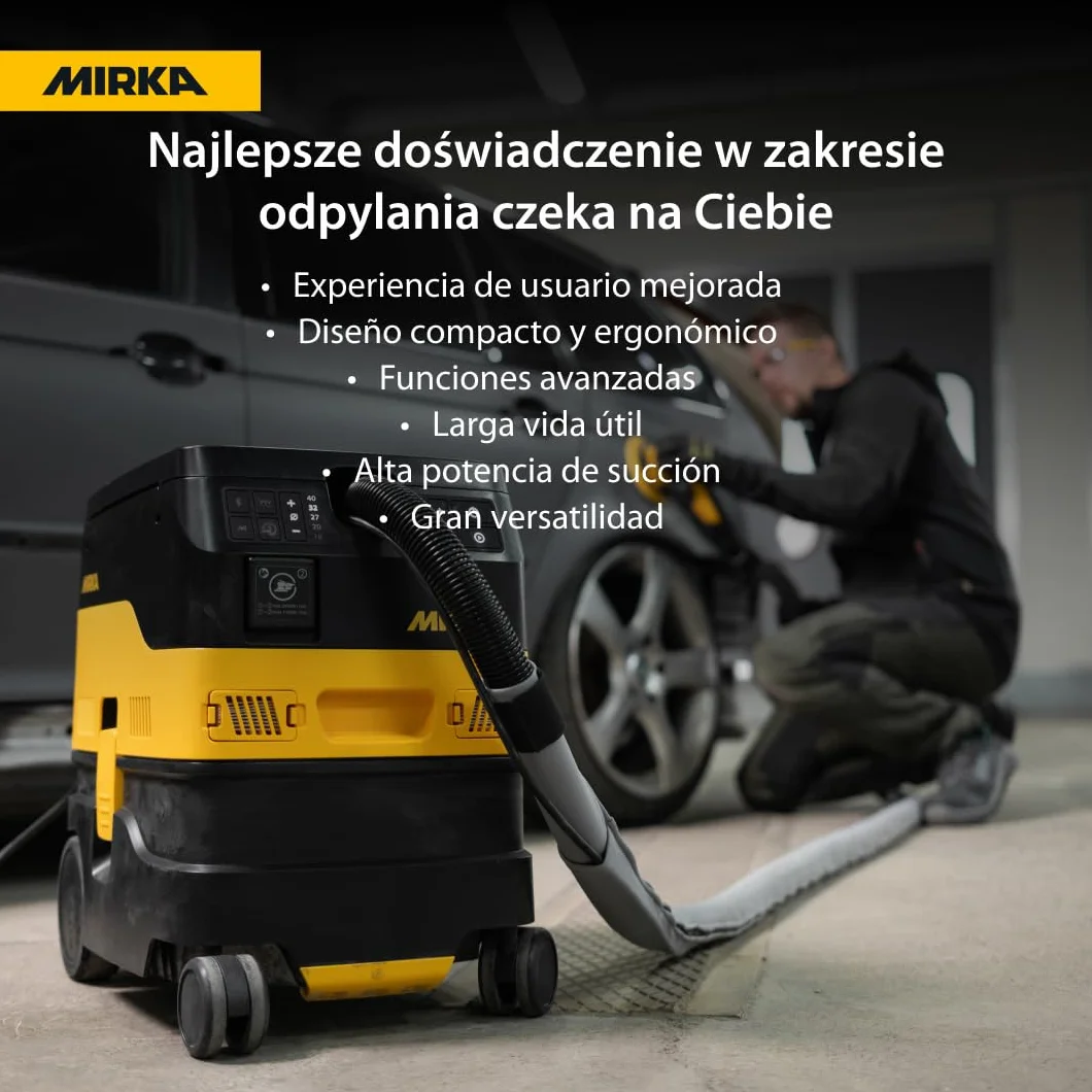 MIRKA DEXOS 1217 AFC - odkurzacz przemysłowy klasy M z automatycznym systemem czyszczenia i wężem 4 m - do szlifierek i warsztatów