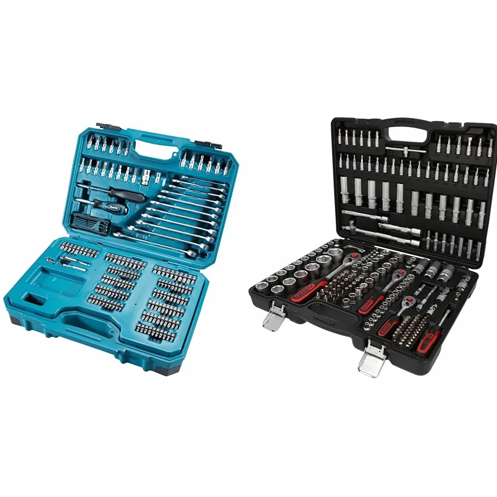 Makita Zestaw Wierteł, Czarny/Niebieski, 221 Elementów & KS Tools 917.0779 1/4"+3/8"+1/2" Zestaw Kluczy Nasadowych, 179-szt