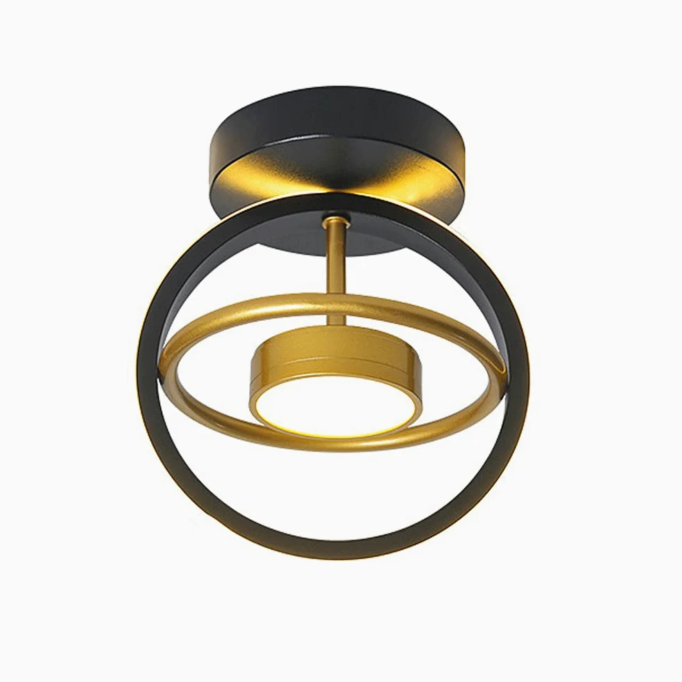 Okrągła lampa wisząca LED do przedpokoju, czarno-złota konstrukcja, zmienna trójkolorowa lampa sufitowa LED, metalowa oprawa sufitowa, dekoracja salonu