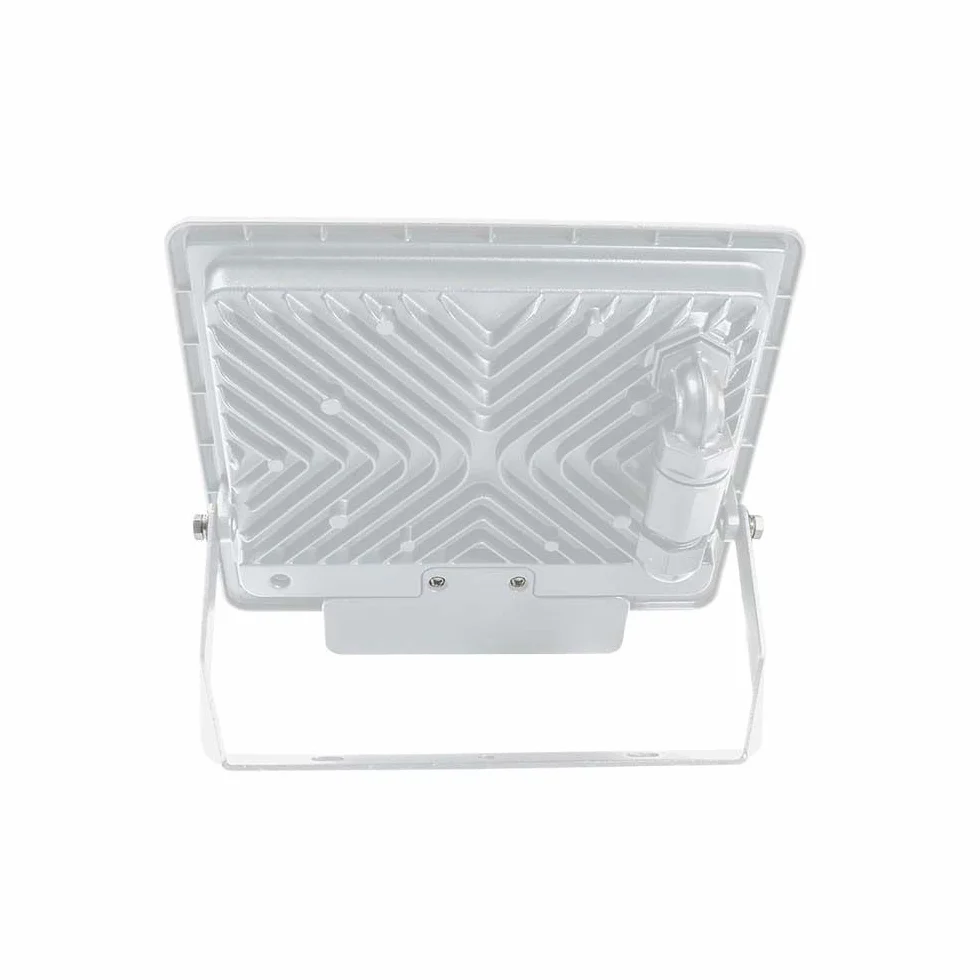 V-TAC Zewnętrzny reflektor LED z chipem Samsung 50 W, wodoodporny czujnik PIR w kolorze białym, zimne białe światło
