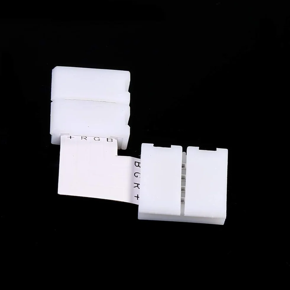 Fdit 5 szt. w kształcie litery L 4 piny 10 mm bez lutowania złącza narożne adaptery do taśm LED RGB 5050 RGB bez lutowania taśma świetlna LED 90 stopni złącza narożne