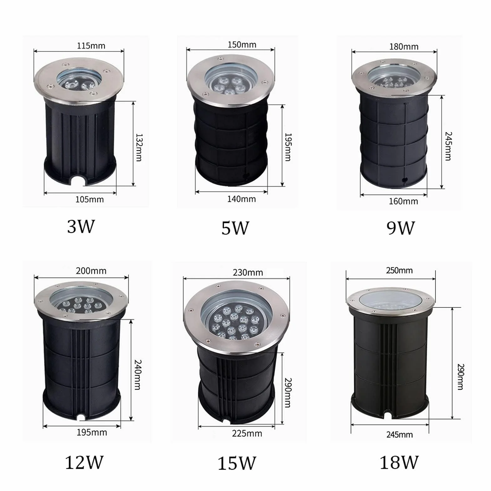 Lampa ogrodowa - zewnętrzna wpuszczana reflektor LED, wbudowany reflektor LED z regulowanym oświetleniem podziemnym AC85-265V, wodoodporne oświetlenie ogrodowe IP65, do okrągłej lampy krajobrazowej