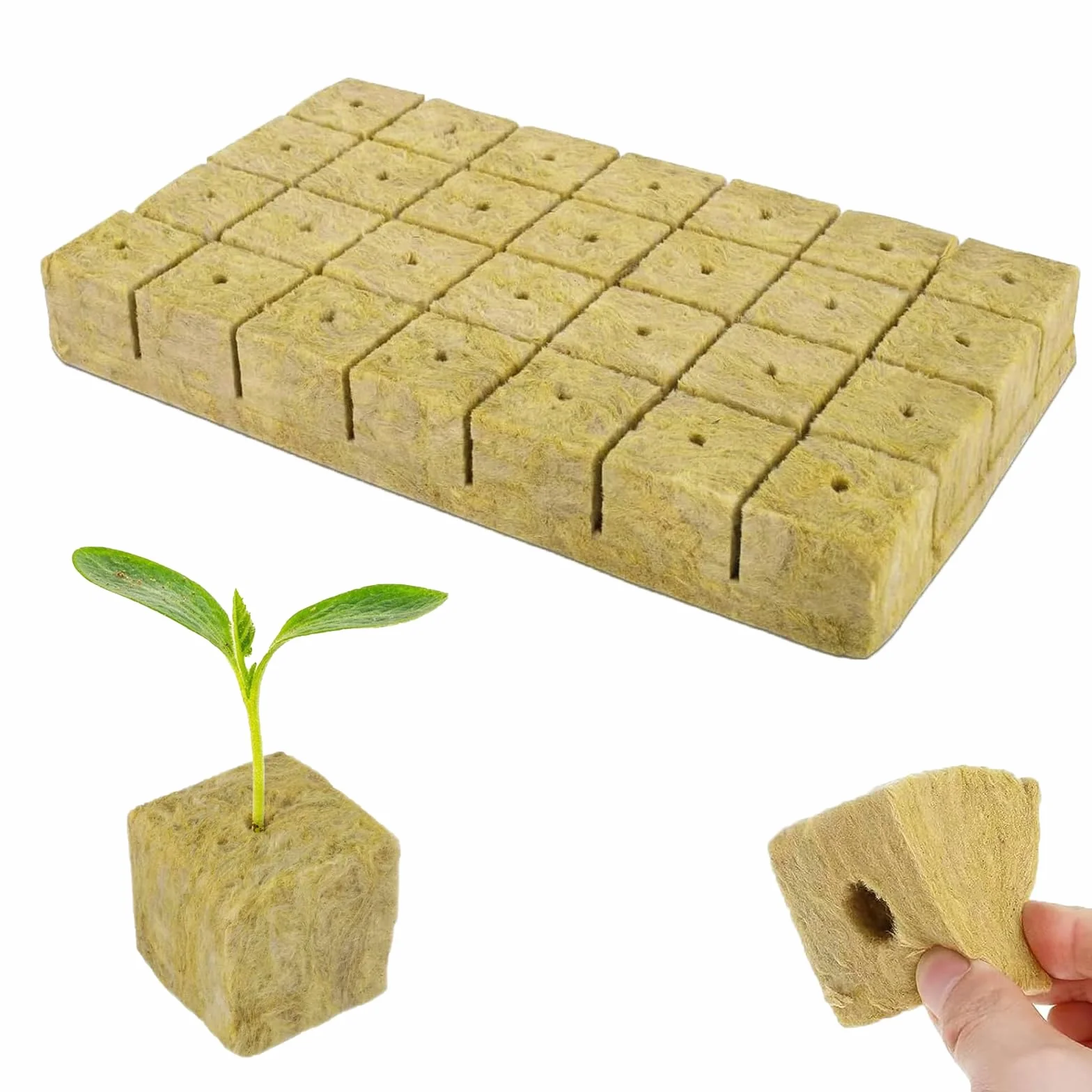 Wełna kamienna do uprawy hydroponiki, mata 28 sztuk (4x4x4 cm)