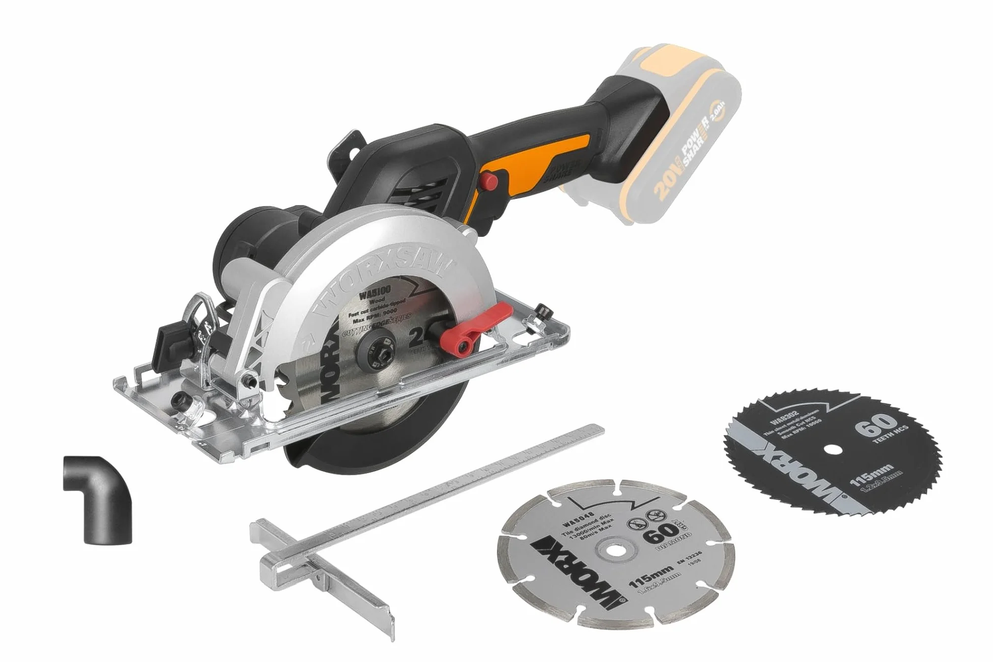 WORX WX531.9 Ręczna Pilarka Tarczowa 20 V, Bezszczotkowa Piła Tarczowa do Precyzyjnego, Prostego Cięcia, bez Wysiłku Tnie Drewno, Metal, Płytki i Plastik, bez Akumulatora i Ładowarki