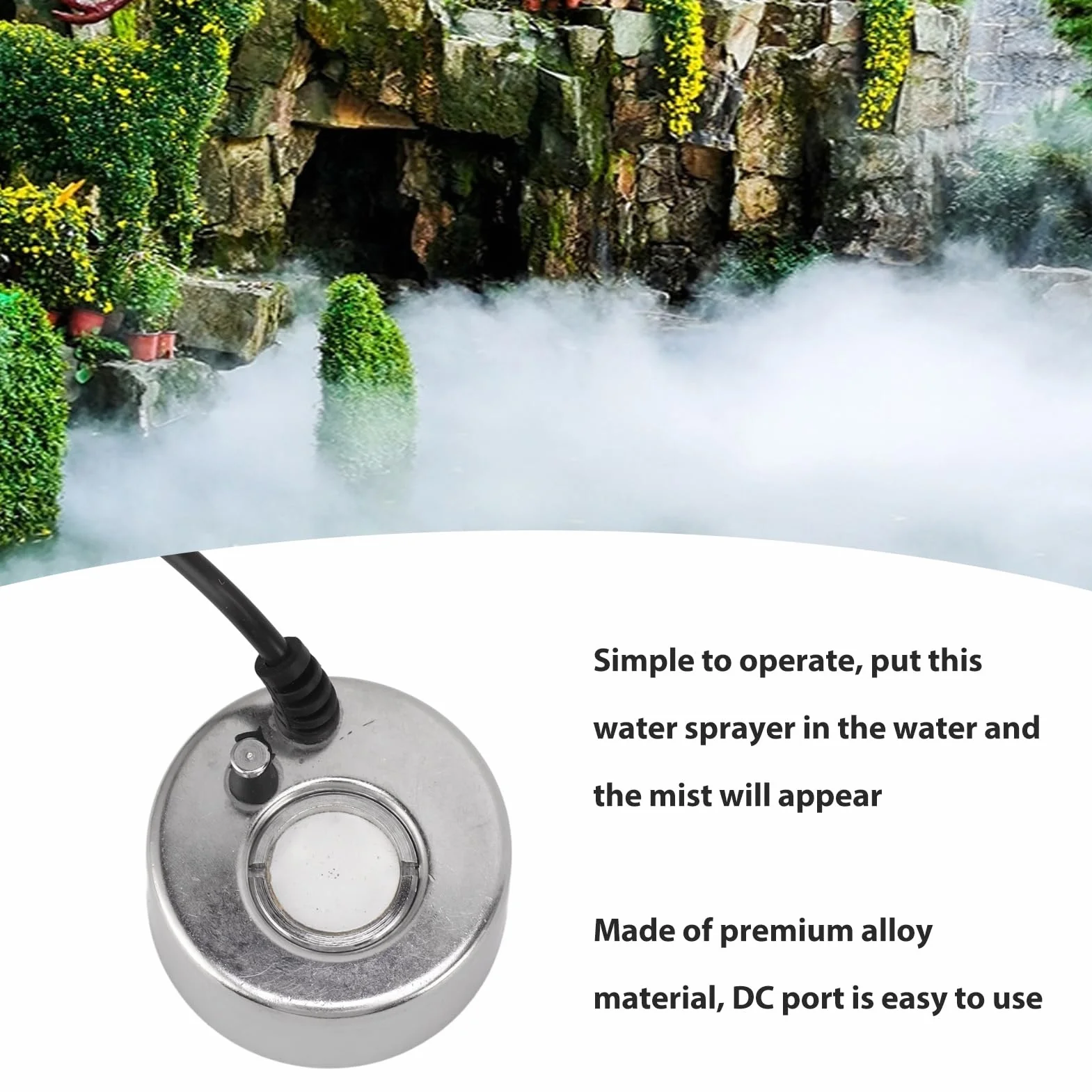 Nawilżacz Srliya DC 12V Interfejs Fontanna Wewnętrzna Atomizer Mgła Fontanna Do Ogrodów Skalnych Akwarium dla Ptaków Dekoracja